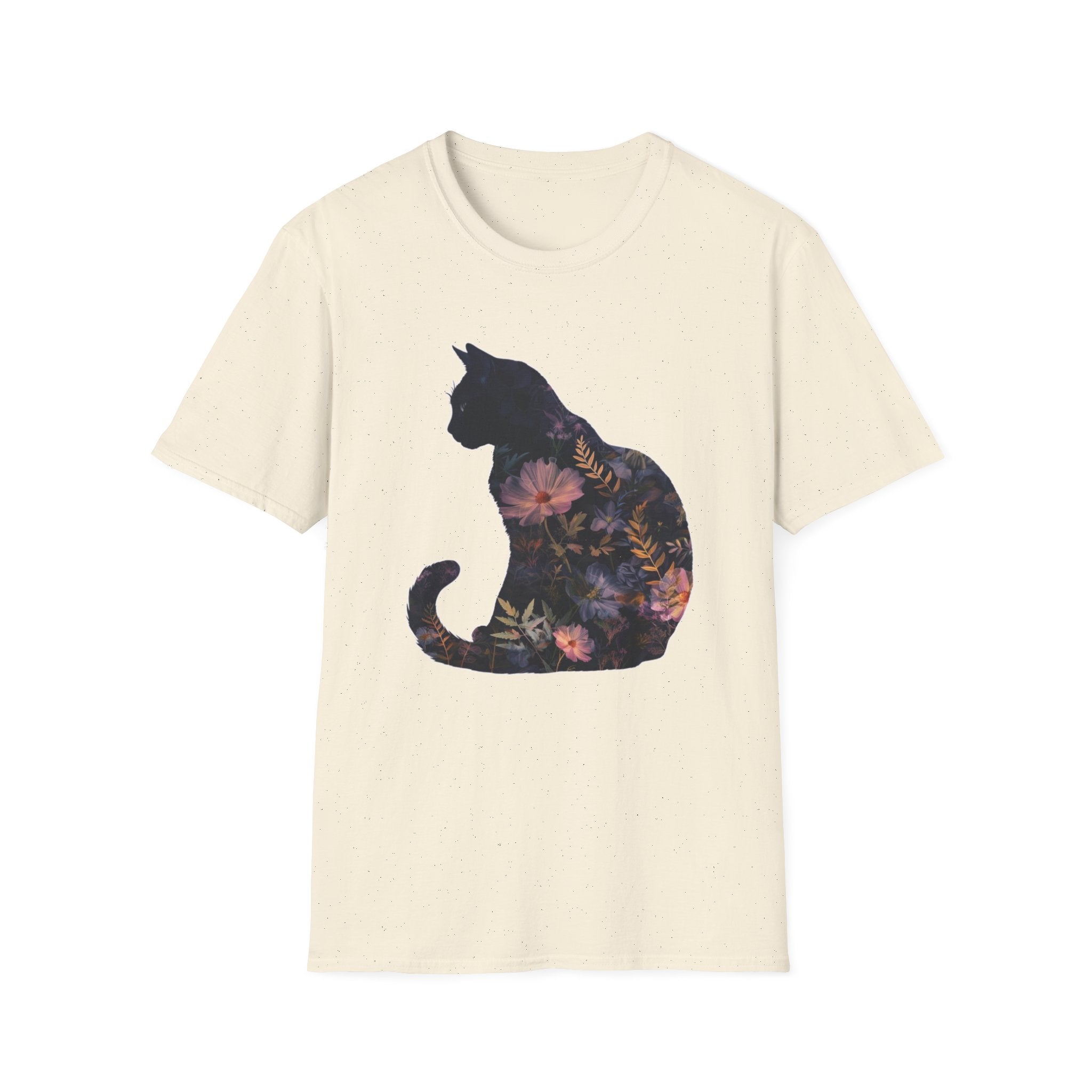 Floral Cat Silhouette T-Shirt