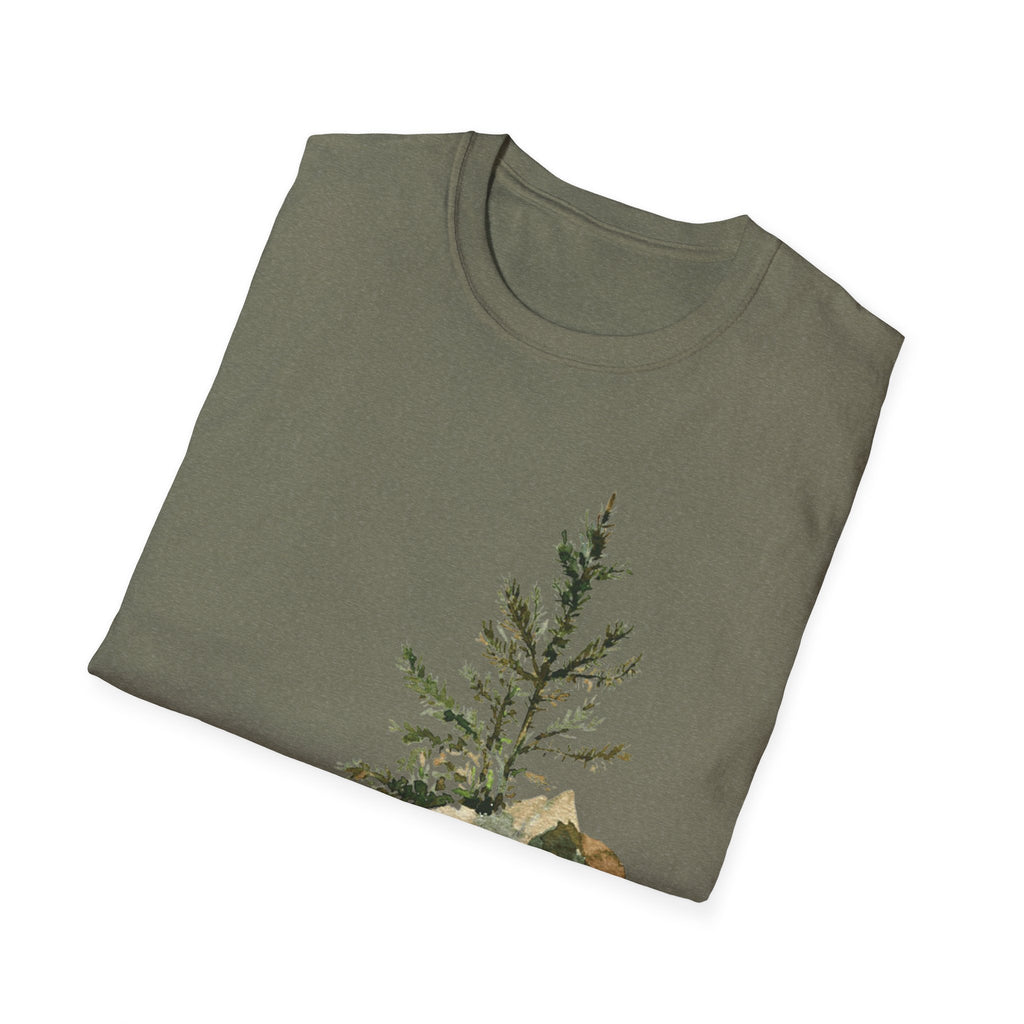 Nature Mountain T-Shirt — Watercolor Pine Tree Landscape