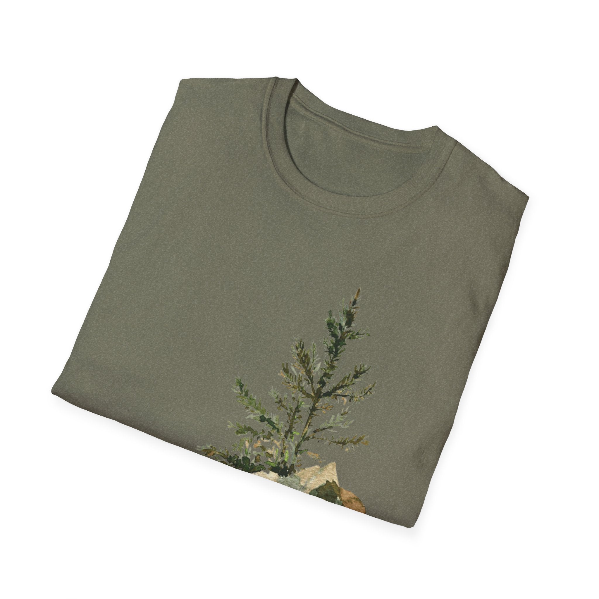 Nature Mountain T-Shirt — Watercolor Pine Tree Landscape