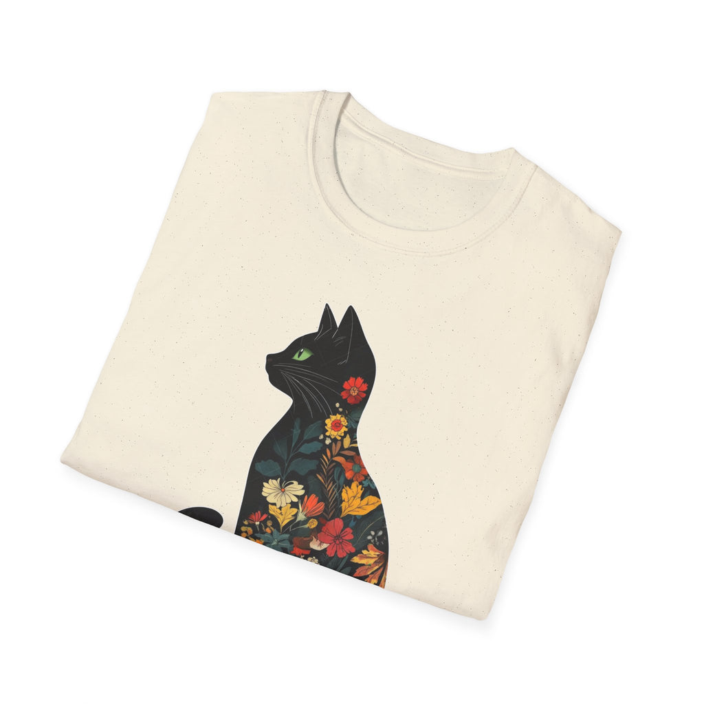 Floral Cat Silhouette T-Shirt