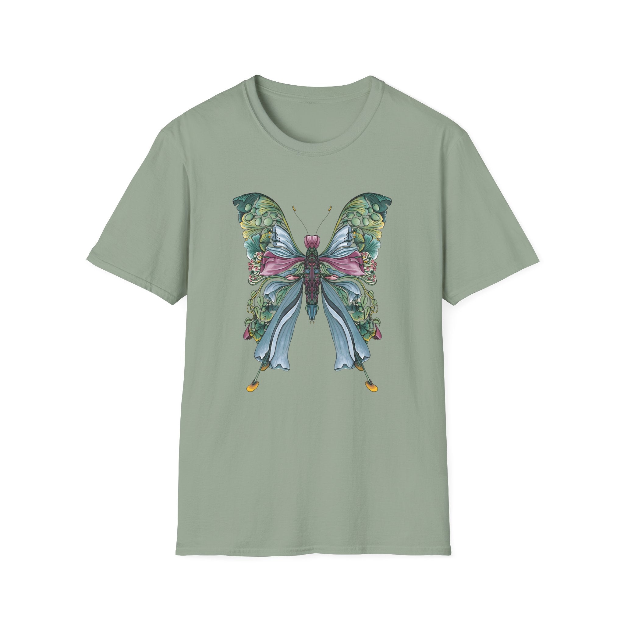 Botanical Butterfly T-Shirt — Watercolor Floral Wings Tee