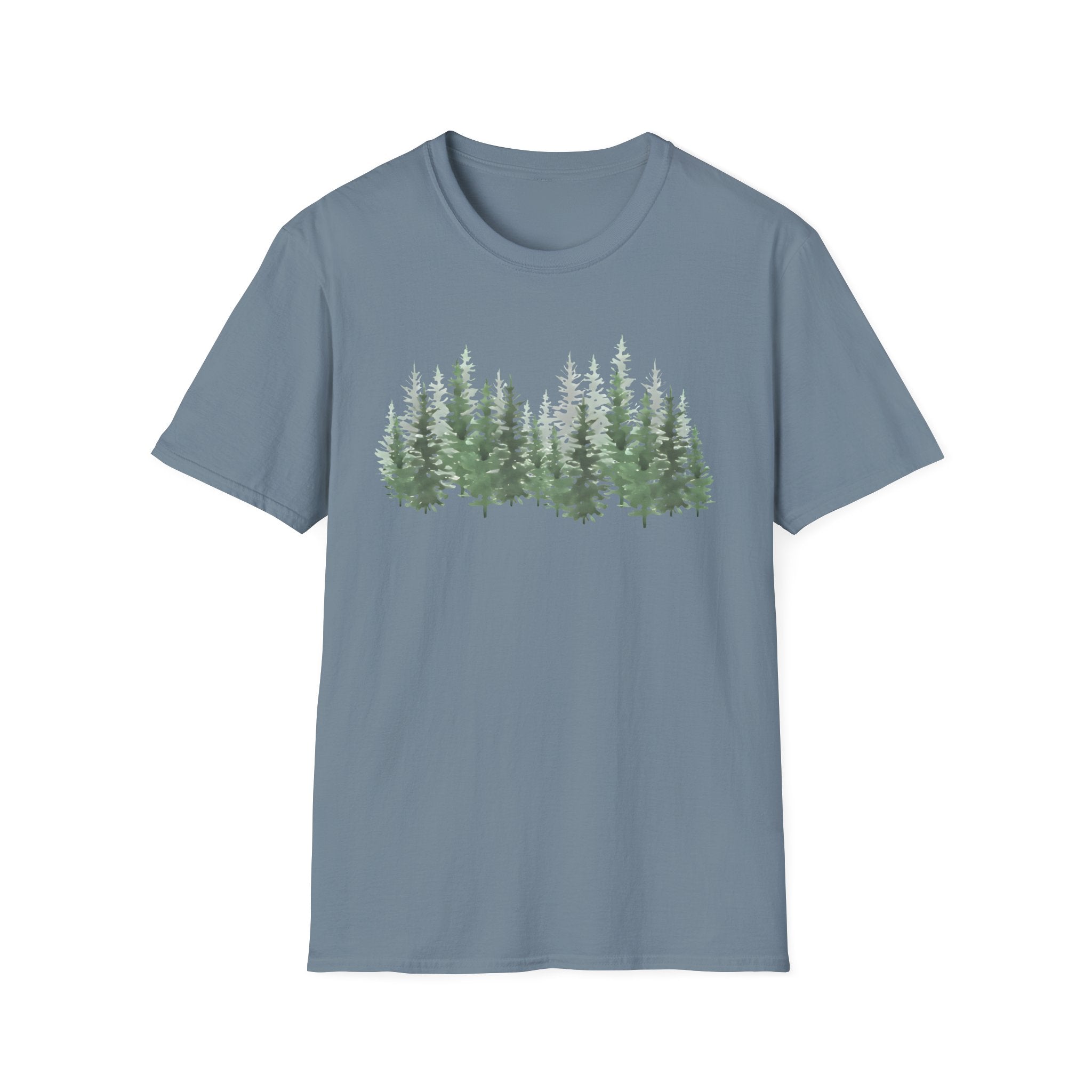 Forest Line T-Shirt — Minimal Evergreen Tree Graphic Tee