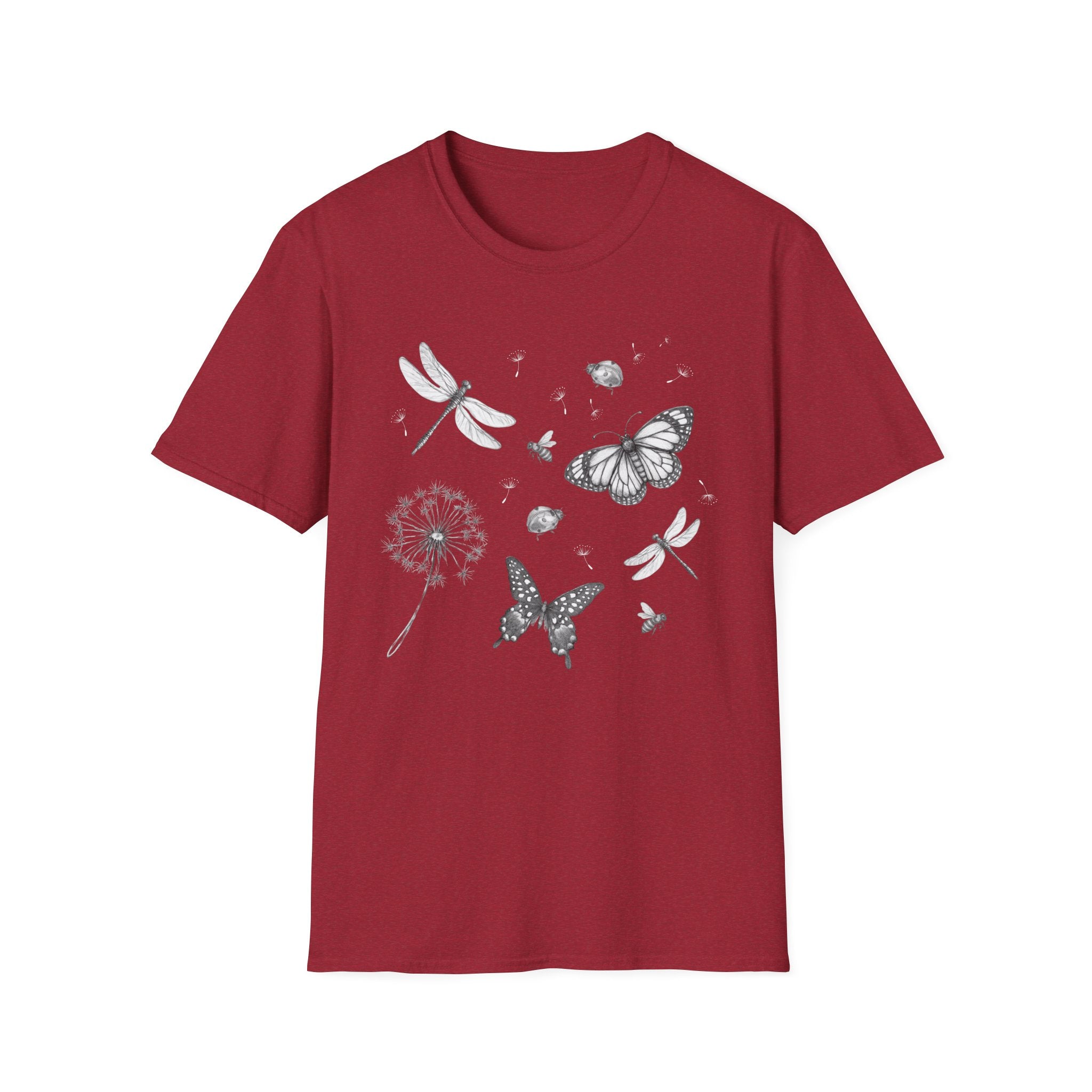 Butterfly & Dandelion Tee — Delicate Botanical Nature T-Shirt