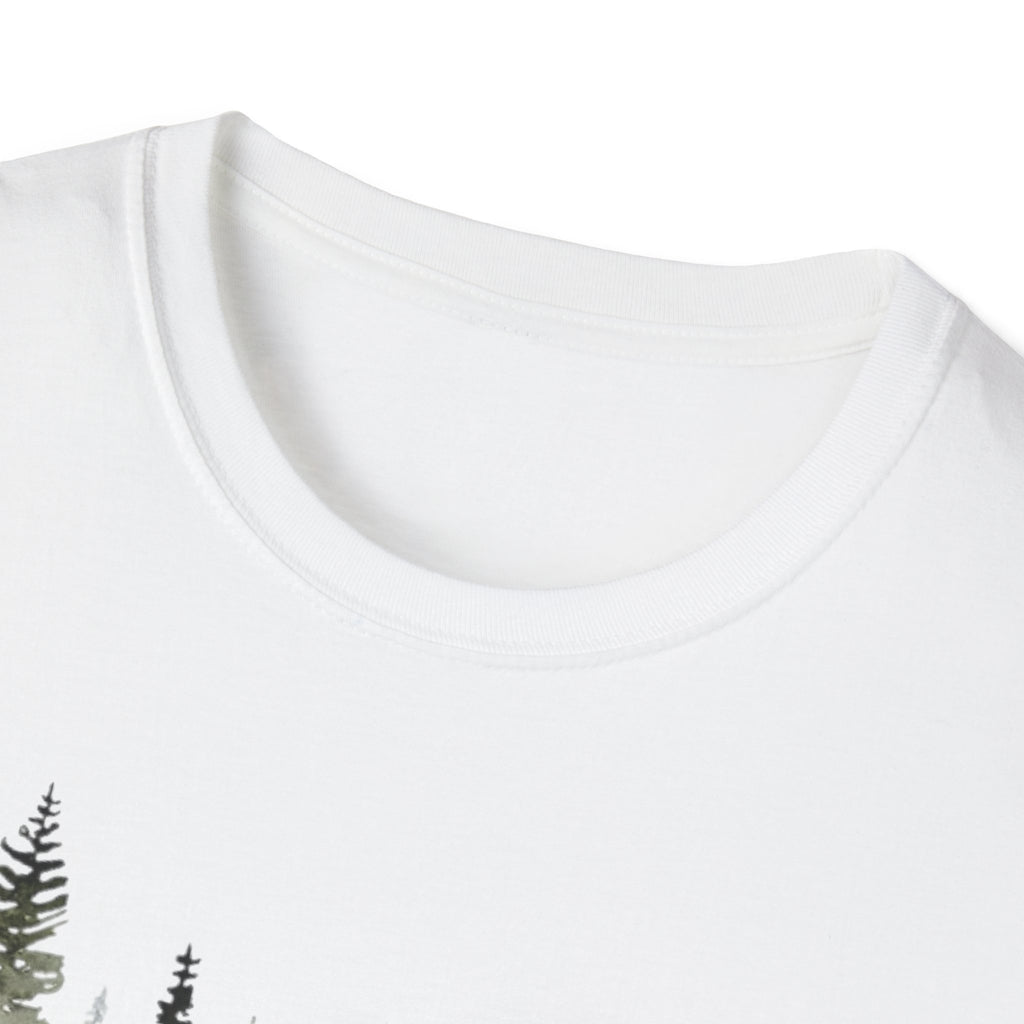 Forest Watercolor T-Shirt — Misty Pine Trees Nature Tee