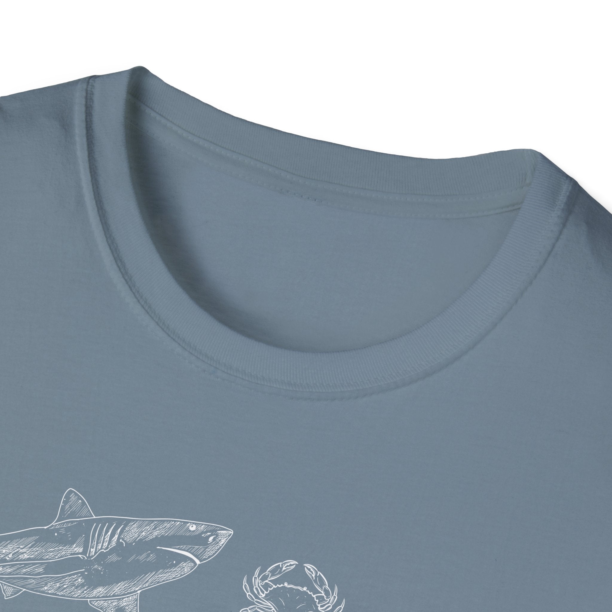 Marine Life Sketch T-Shirt — Minimal Ocean Creatures Illustration