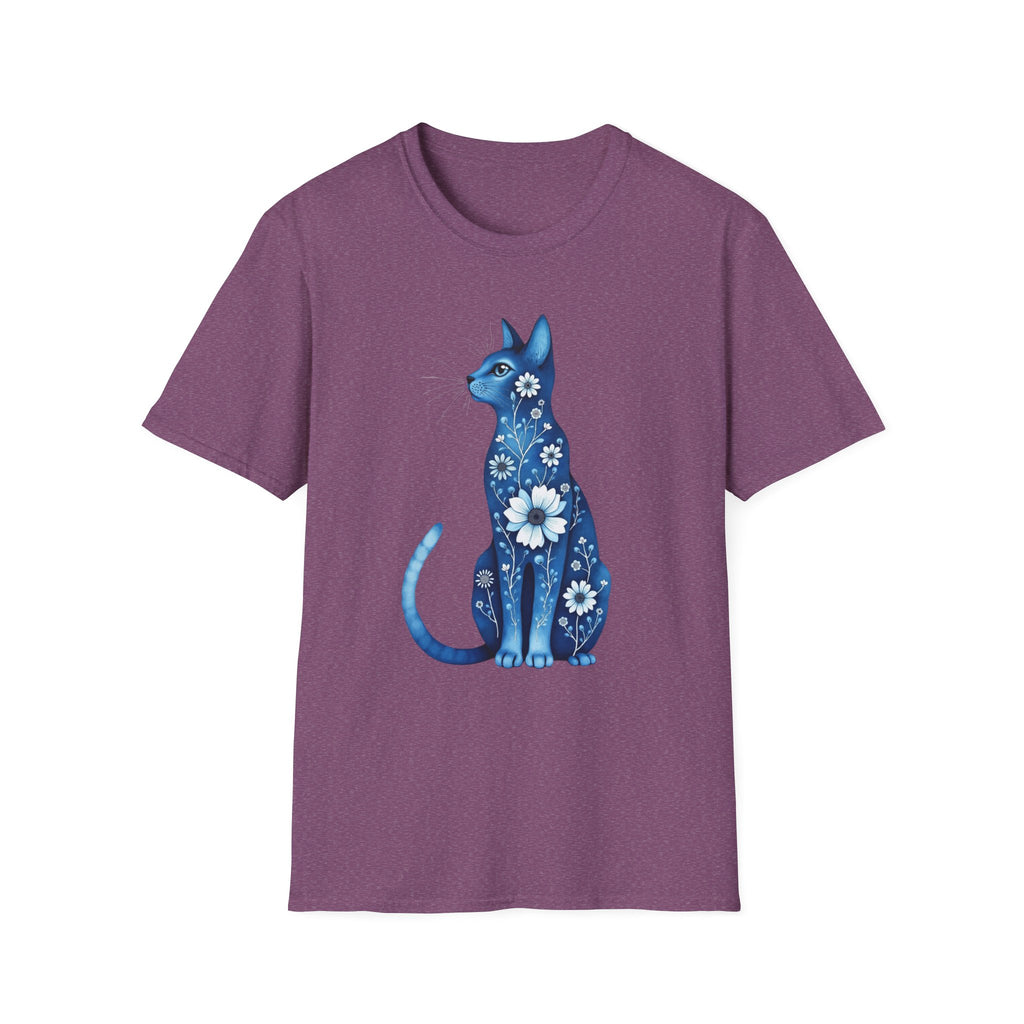 Floral Blue Cat T-Shirt