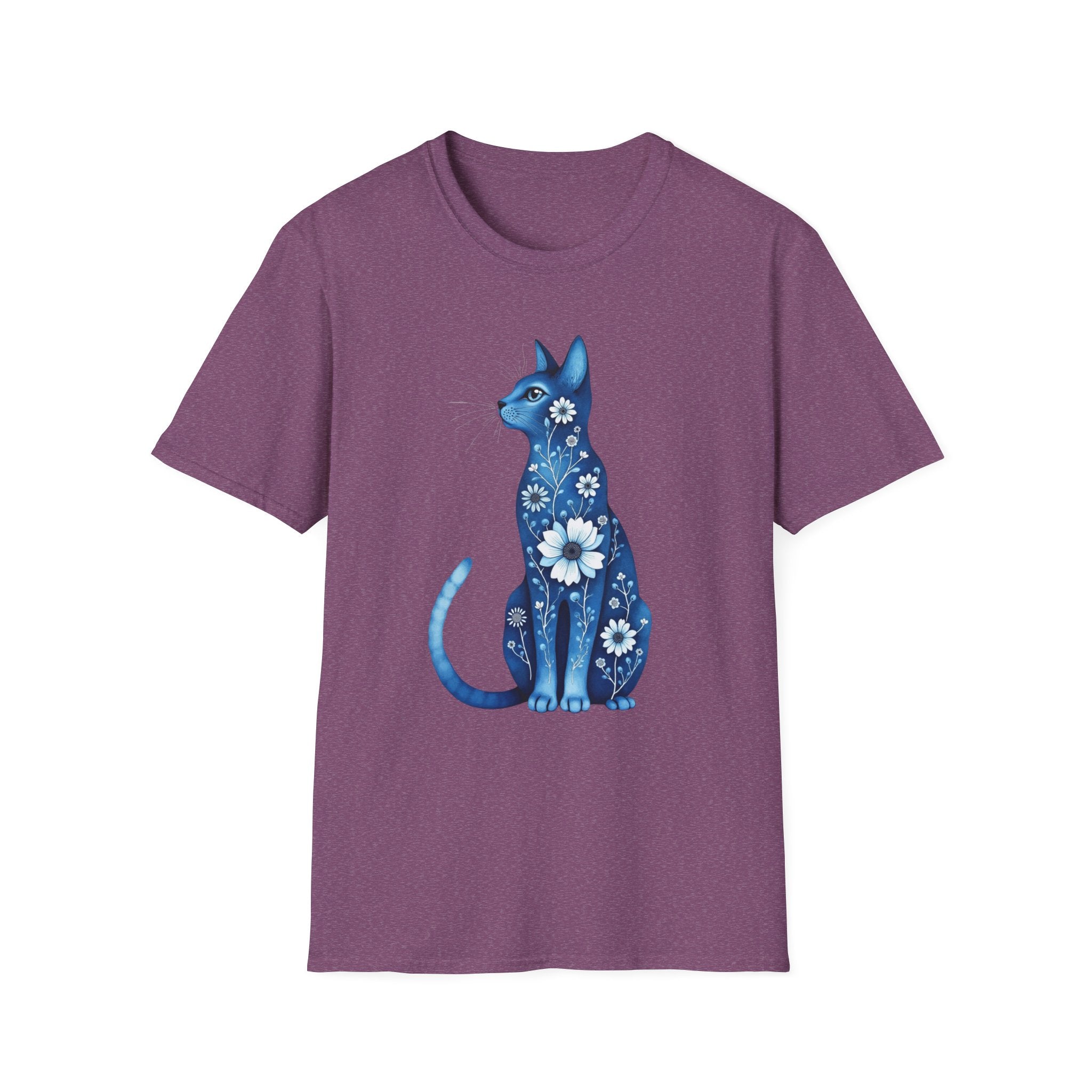 Floral Blue Cat T-Shirt