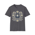 Cat Floral T-Shirt — Folk Art Kitty with Daisies
