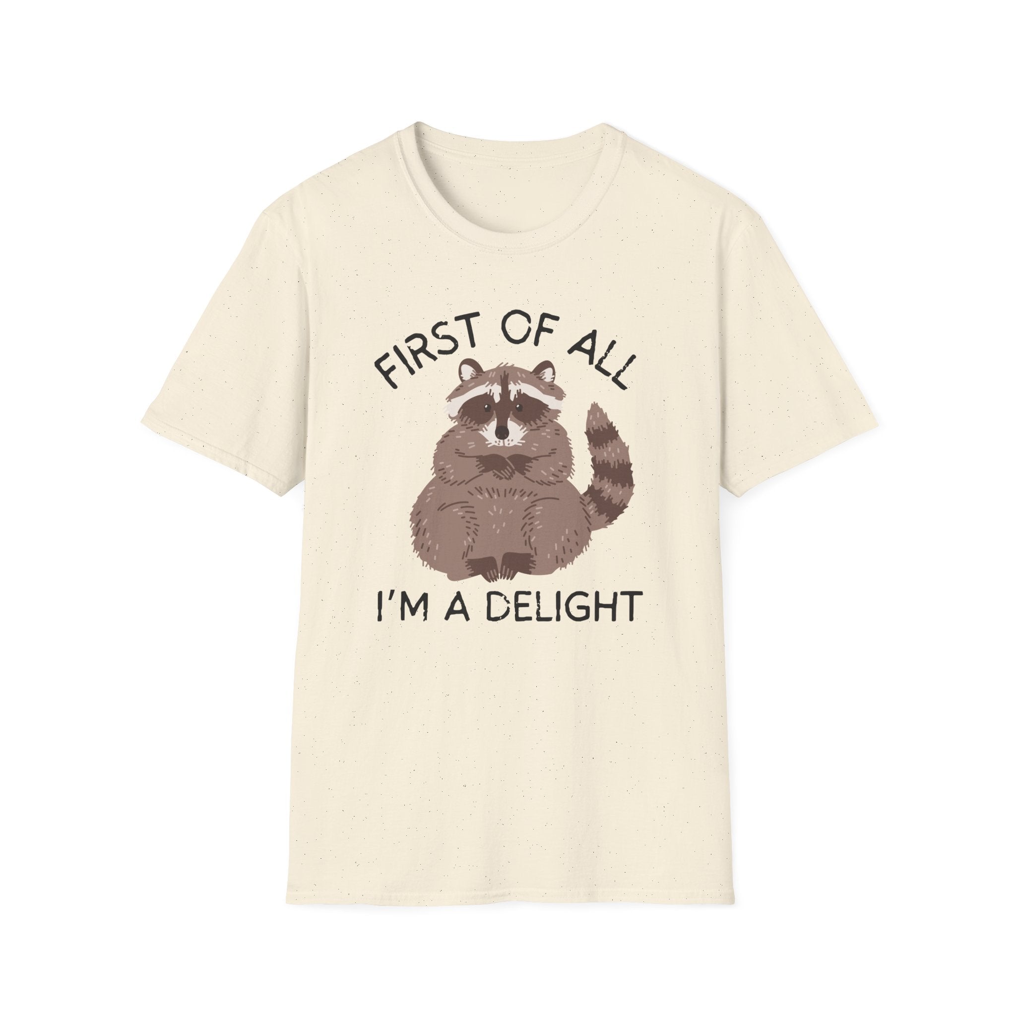 Raccoon 'First of All I'm a Delight' Cute Graphic T-Shirt