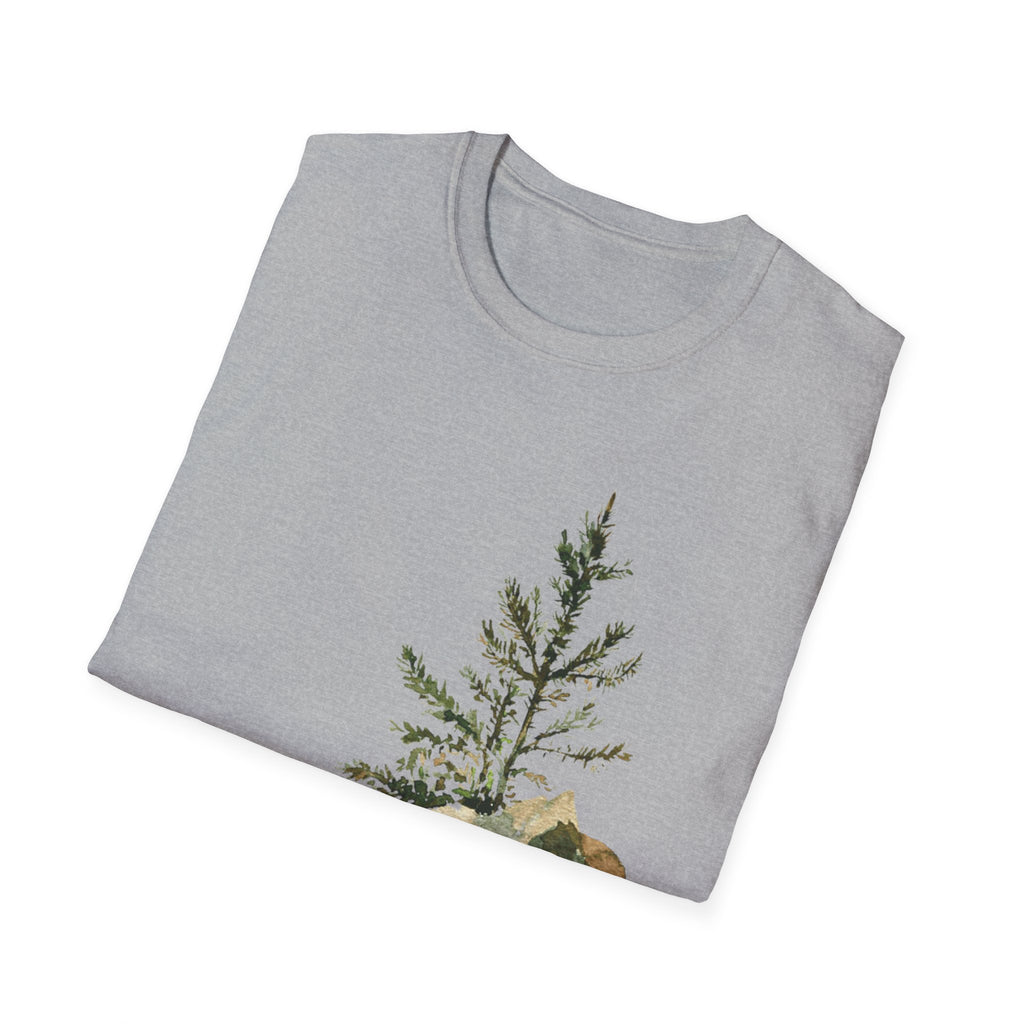 Nature Mountain T-Shirt — Watercolor Pine Tree Landscape