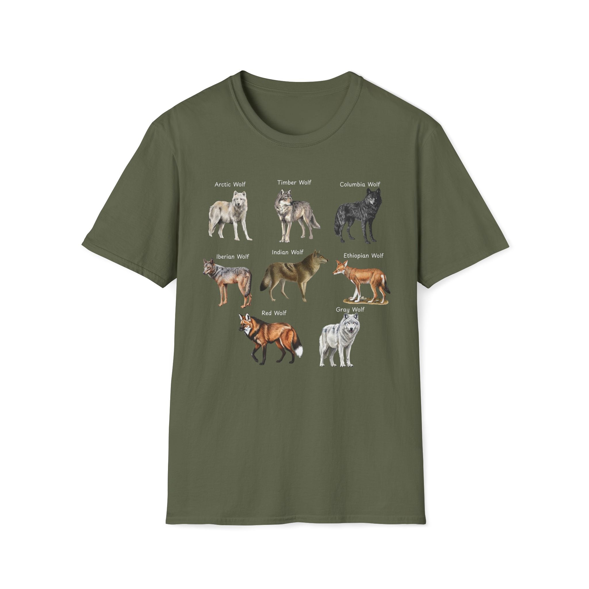 Wolf Species Chart T-Shirt — Illustrated Wolves Guide Tee