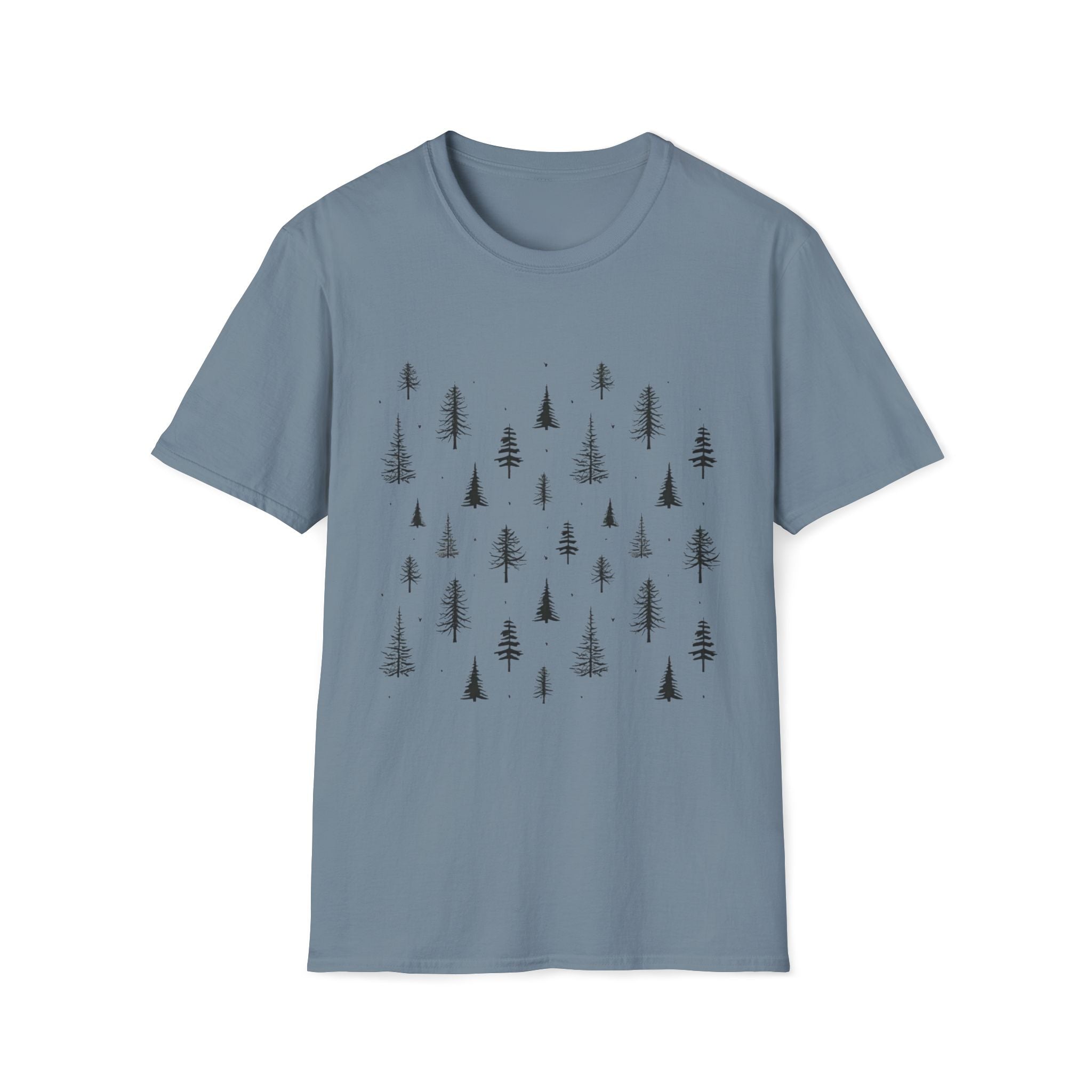 Pine Grove Minimalist Tee — Hand-Drawn Forest Trees T-Shirt