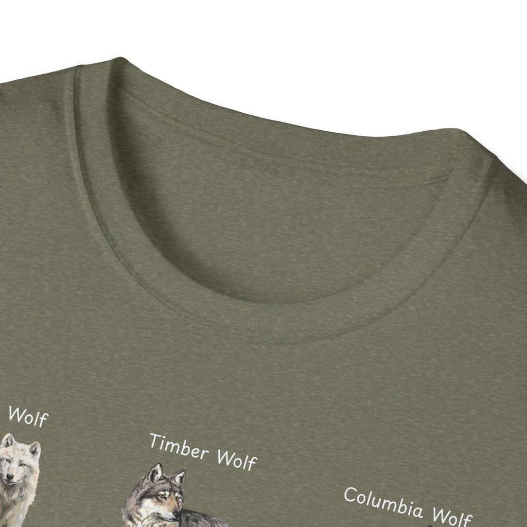 Wolf Species Chart T-Shirt — Illustrated Wolves Guide Tee