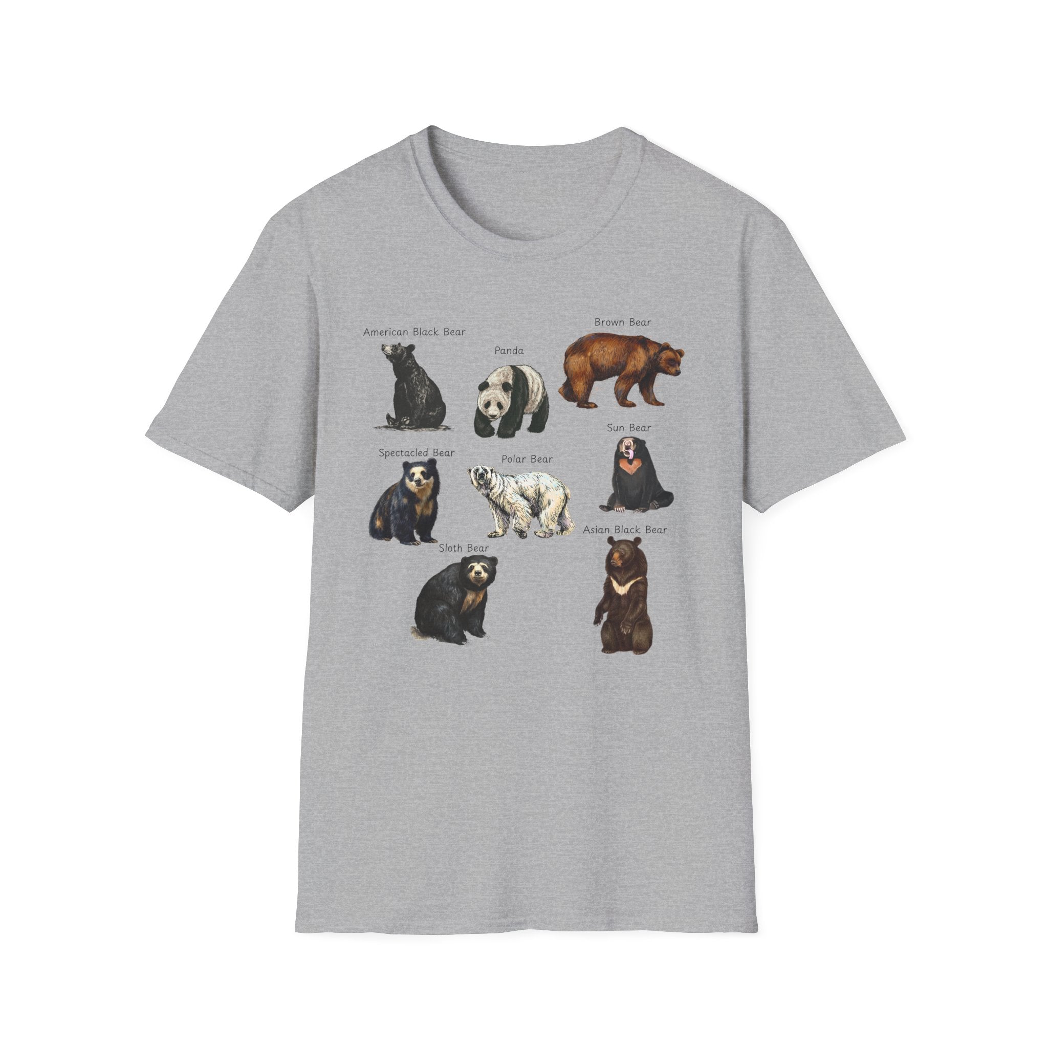 Bear Species Graphic T-Shirt — Vintage Illustrated Bear Types Tee