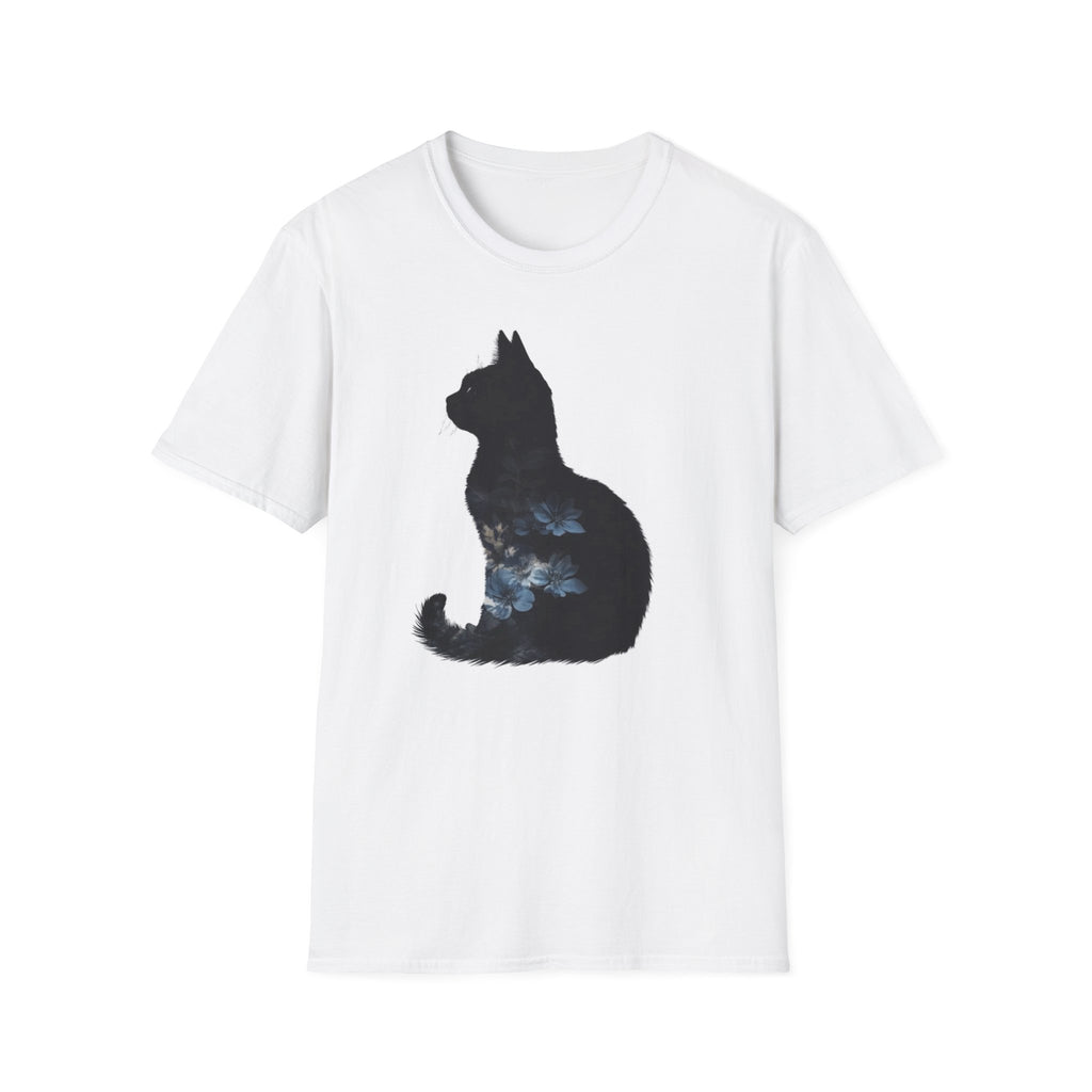 Galaxy Cat T-Shirt — Night Sky Silhouette Tee for Cat Lovers