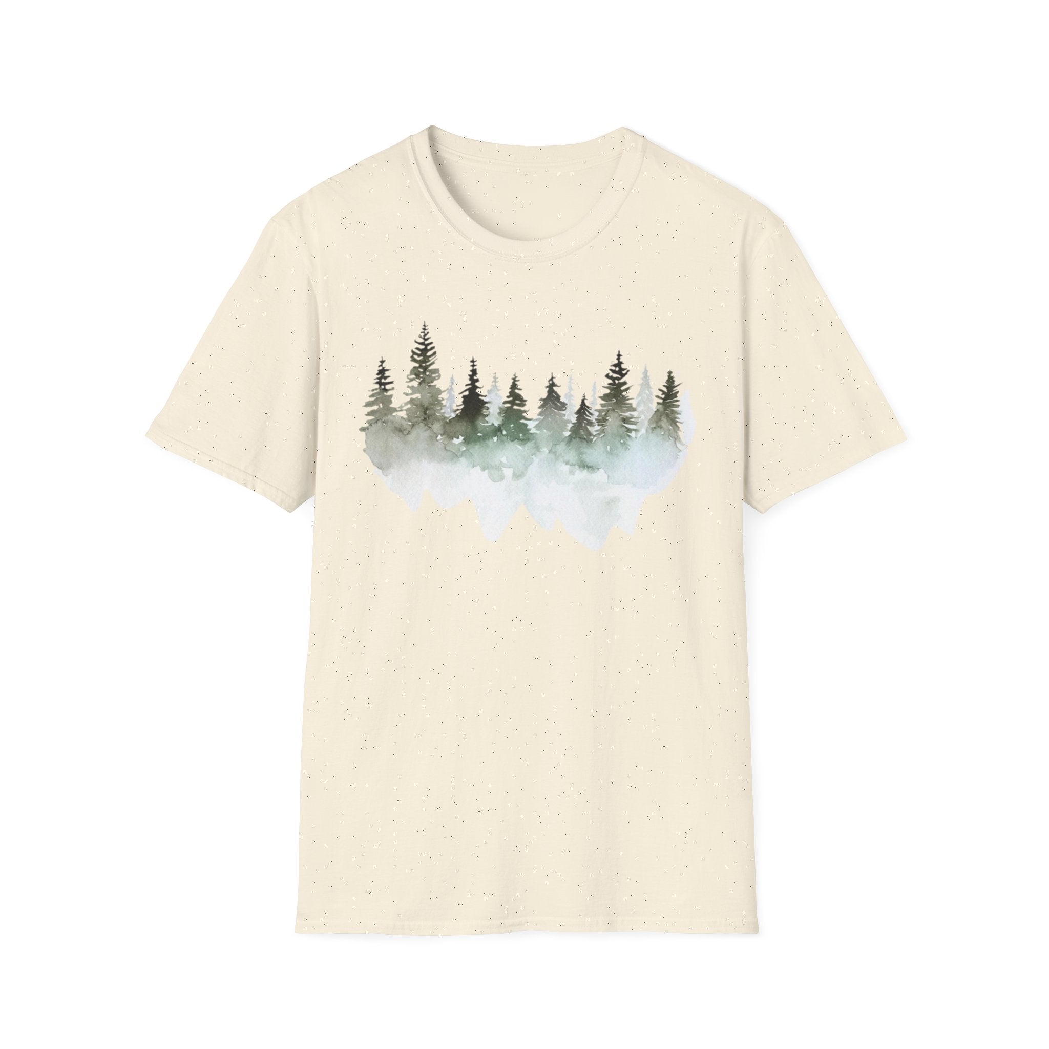 Forest Watercolor T-Shirt — Misty Pine Trees Nature Tee