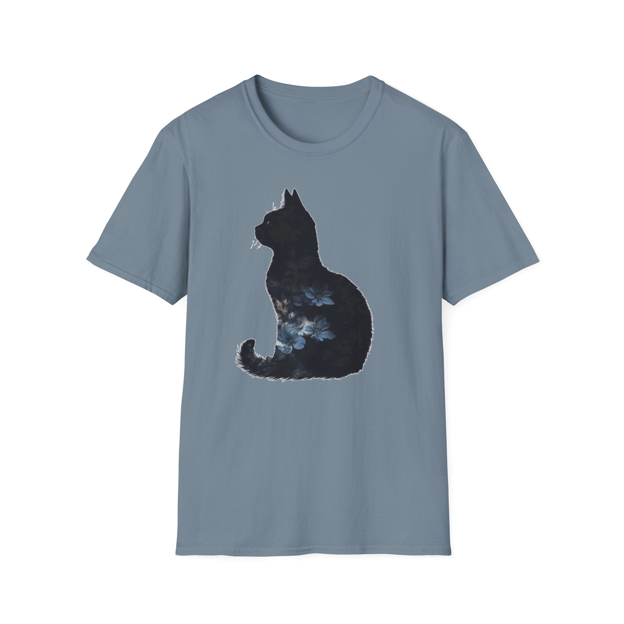 Galaxy Cat T-Shirt — Night Sky Silhouette Tee for Cat Lovers