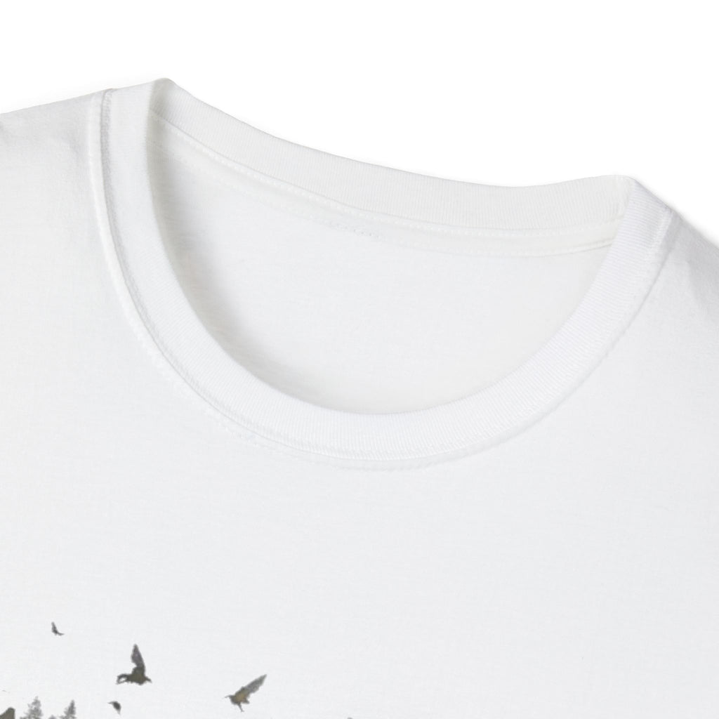 Moose Silhouette T-Shirt — Forest Double-Exposure Wildlife Tee