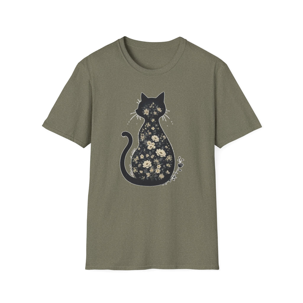 Floral Silhouette Cat T-Shirt