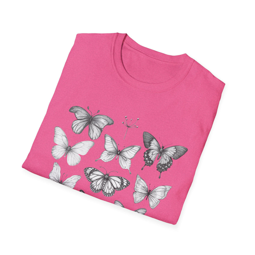 Butterfly Sketch Grid T-Shirt — Vintage Botanical Insect Tee