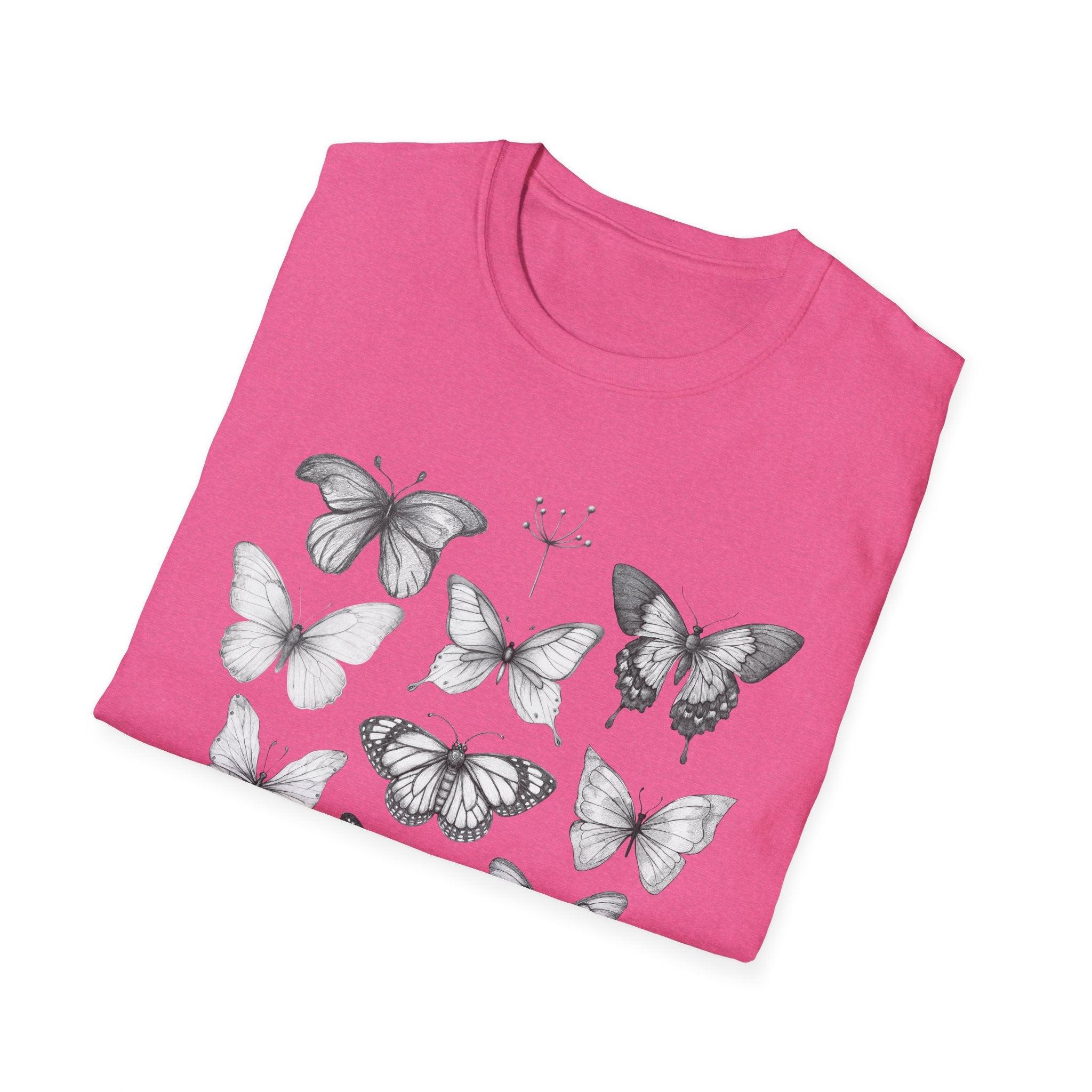 Butterfly Sketch Grid T-Shirt — Vintage Botanical Insect Tee