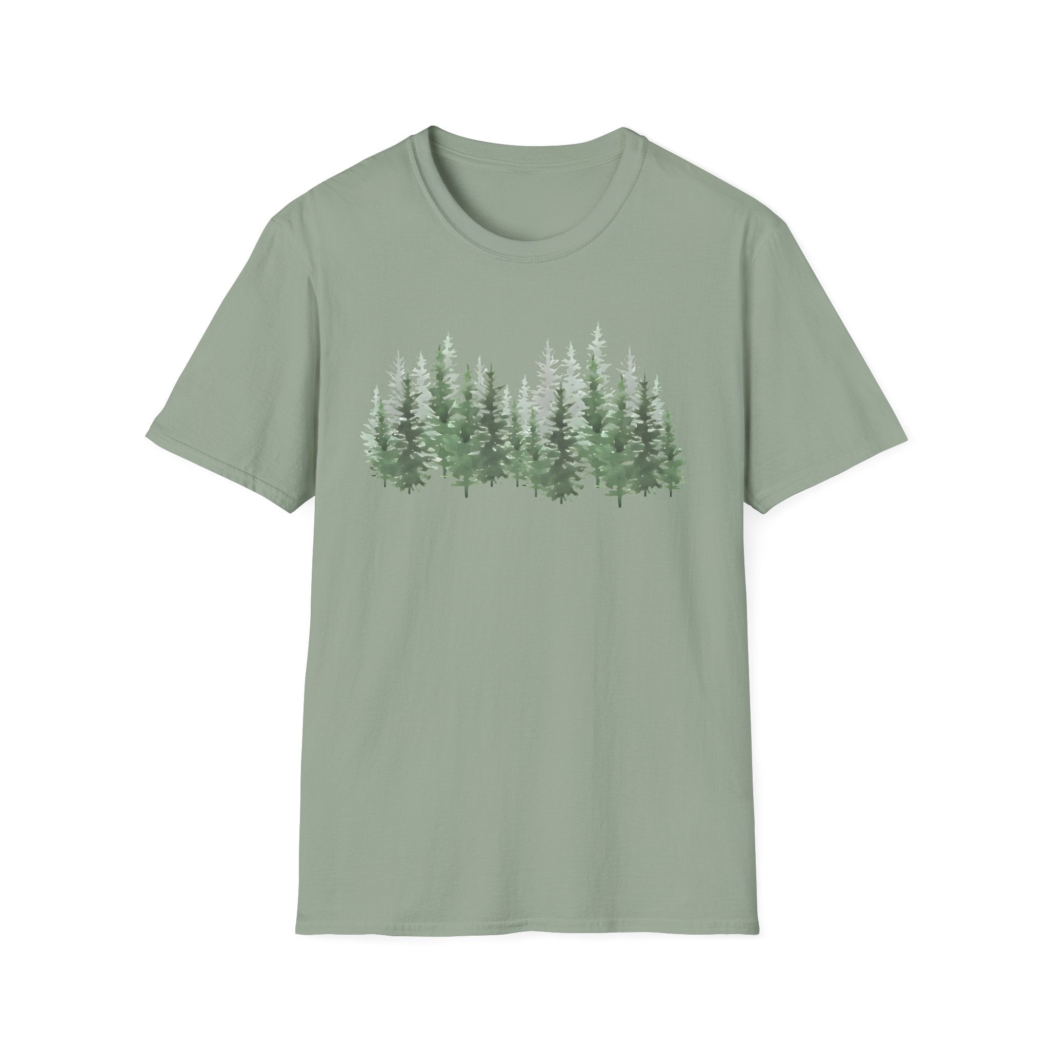 Forest Line T-Shirt — Minimal Evergreen Tree Graphic Tee