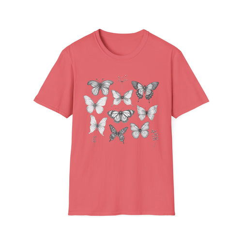Butterfly Sketch Grid T-Shirt — Vintage Botanical Insect Tee