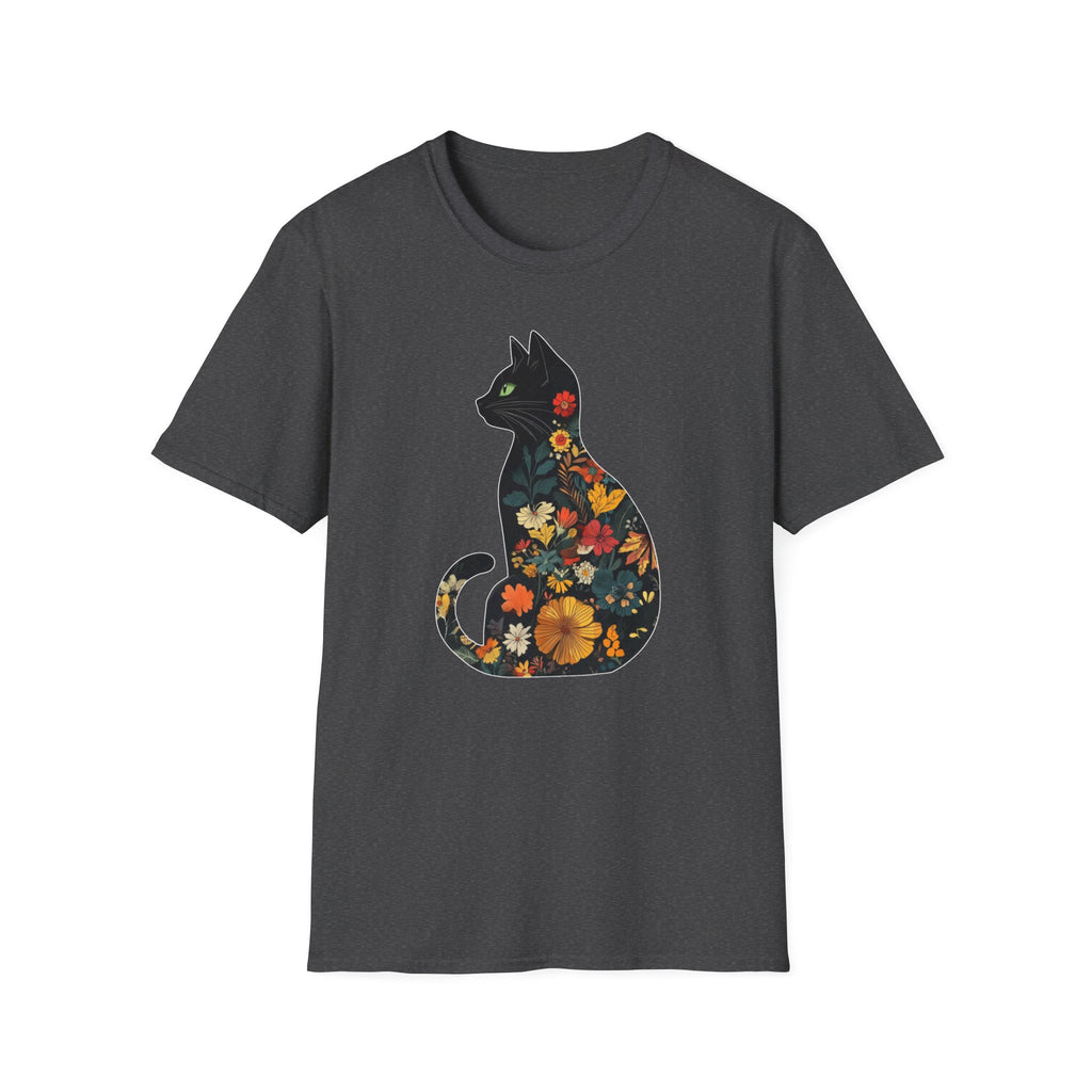Floral Cat Silhouette T-Shirt