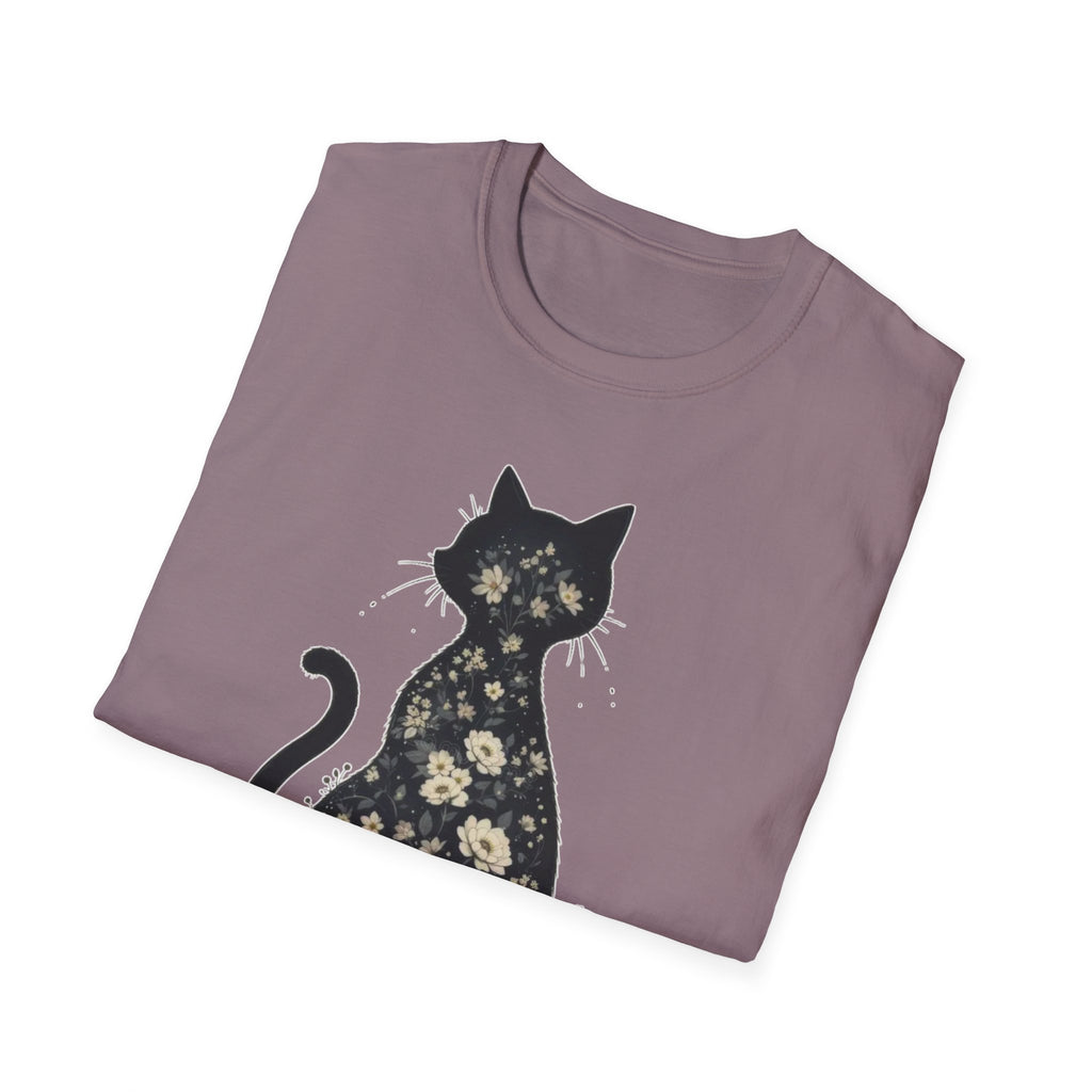 Floral Silhouette Cat T-Shirt