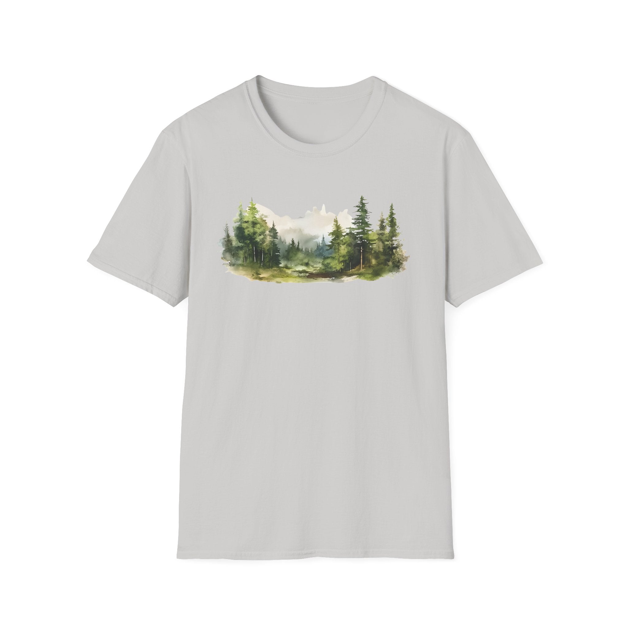 Nature Watercolor Forest T-Shirt — Mountain Pines Scenic Tee