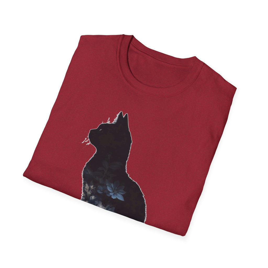 Galaxy Cat T-Shirt — Night Sky Silhouette Tee for Cat Lovers