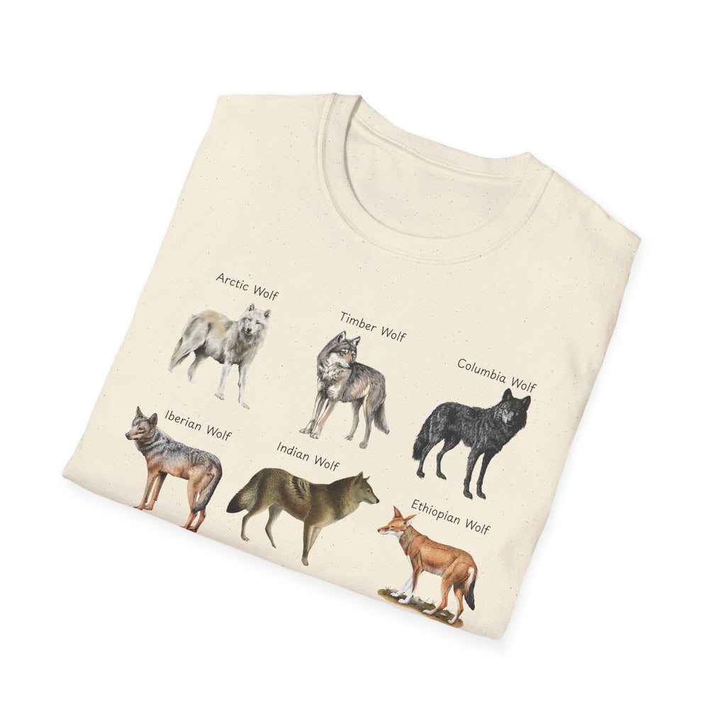 Wolf Species Chart T-Shirt — Illustrated Wolves Guide Tee
