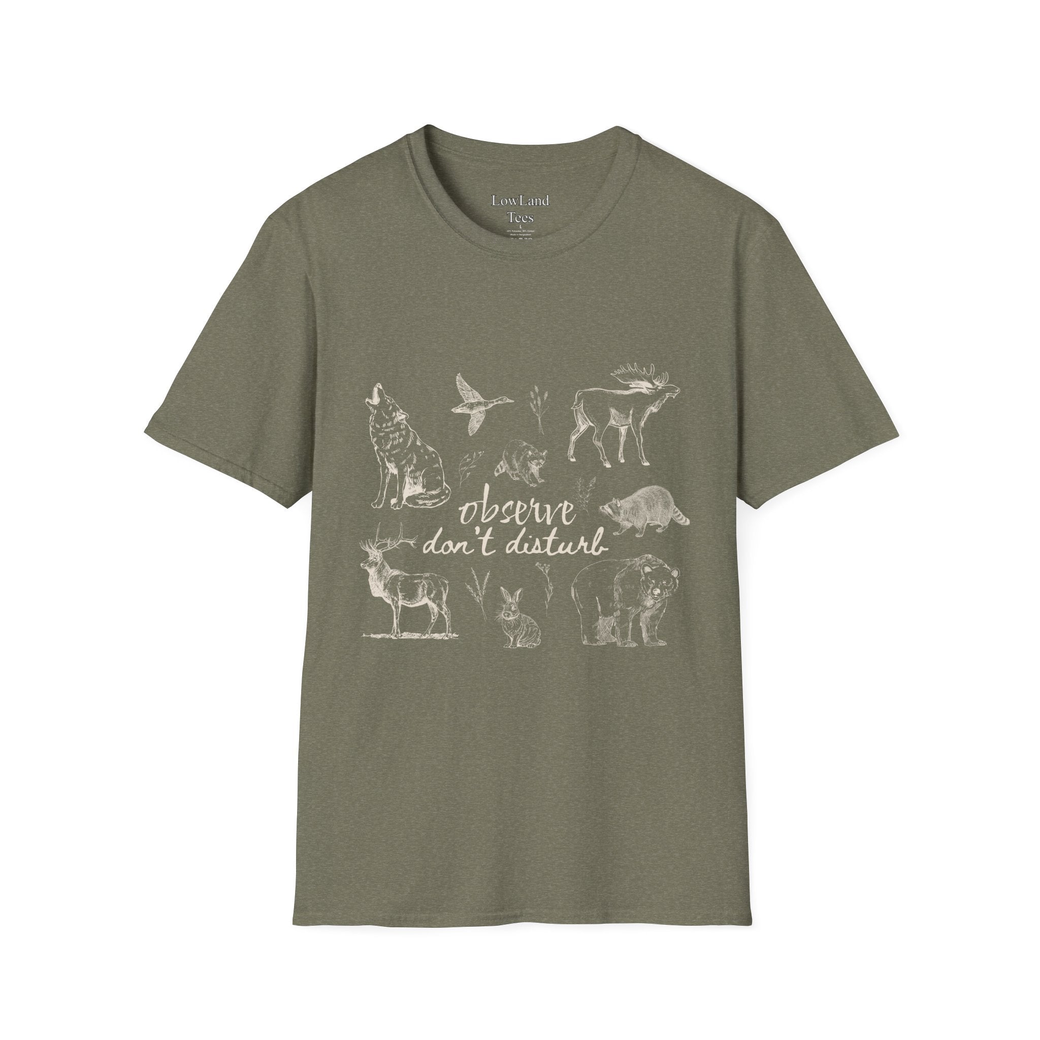 Observe Don’t Disturb T-Shirt — Vintage Sketch Wildlife Field Guide Tee