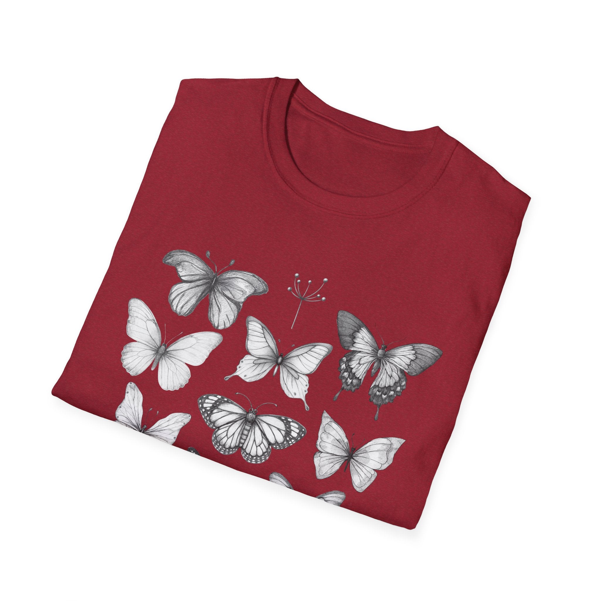 Butterfly Sketch Grid T-Shirt — Vintage Botanical Insect Tee