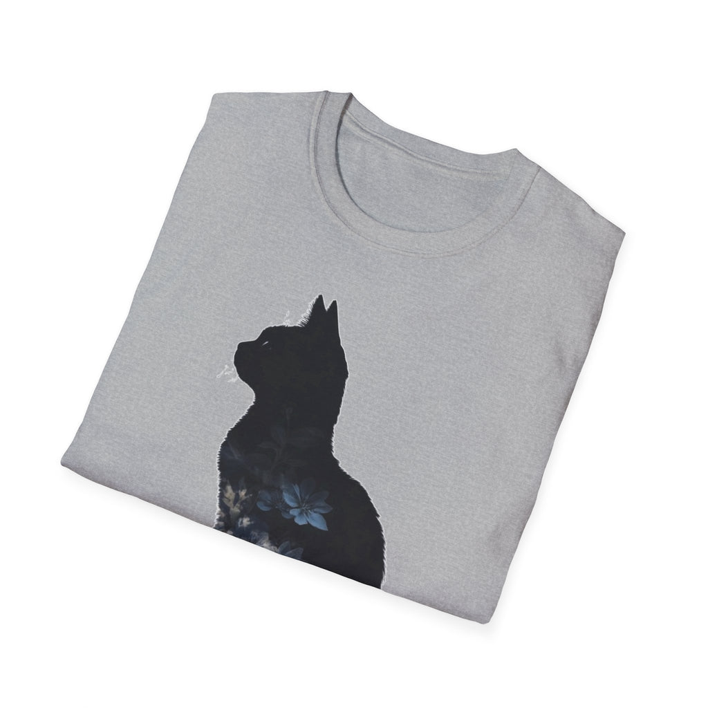 Galaxy Cat T-Shirt — Night Sky Silhouette Tee for Cat Lovers