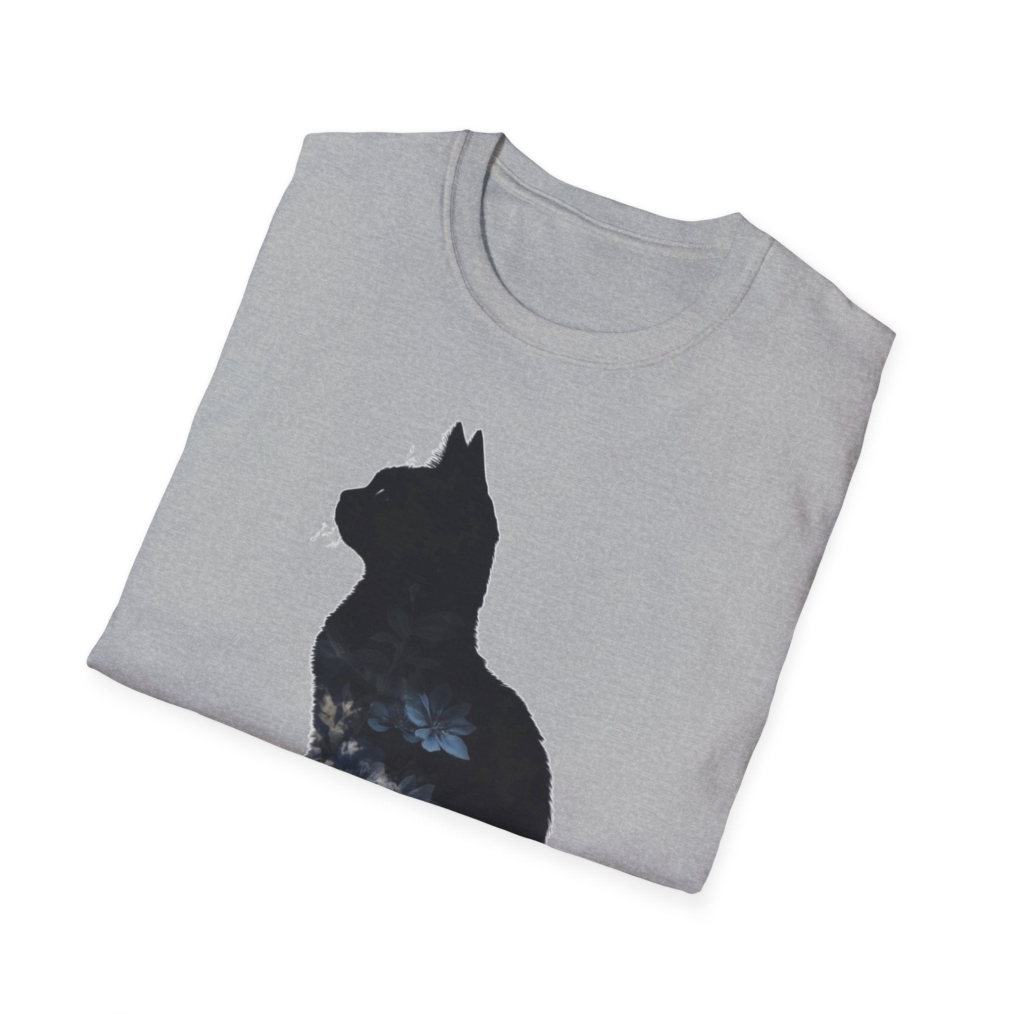 Galaxy Cat T-Shirt — Night Sky Silhouette Tee for Cat Lovers