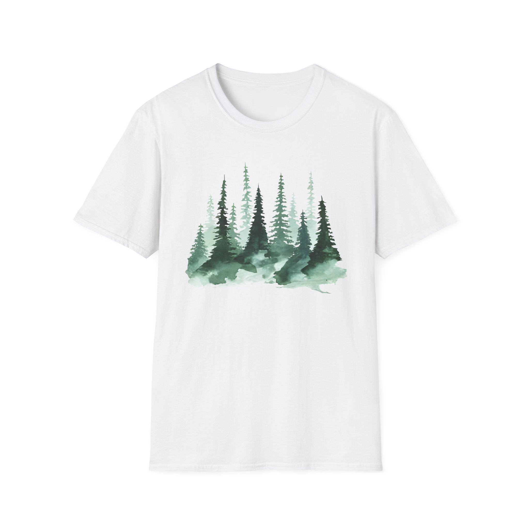 Forest Watercolor T-Shirt — Green Pine Tree Nature Tee