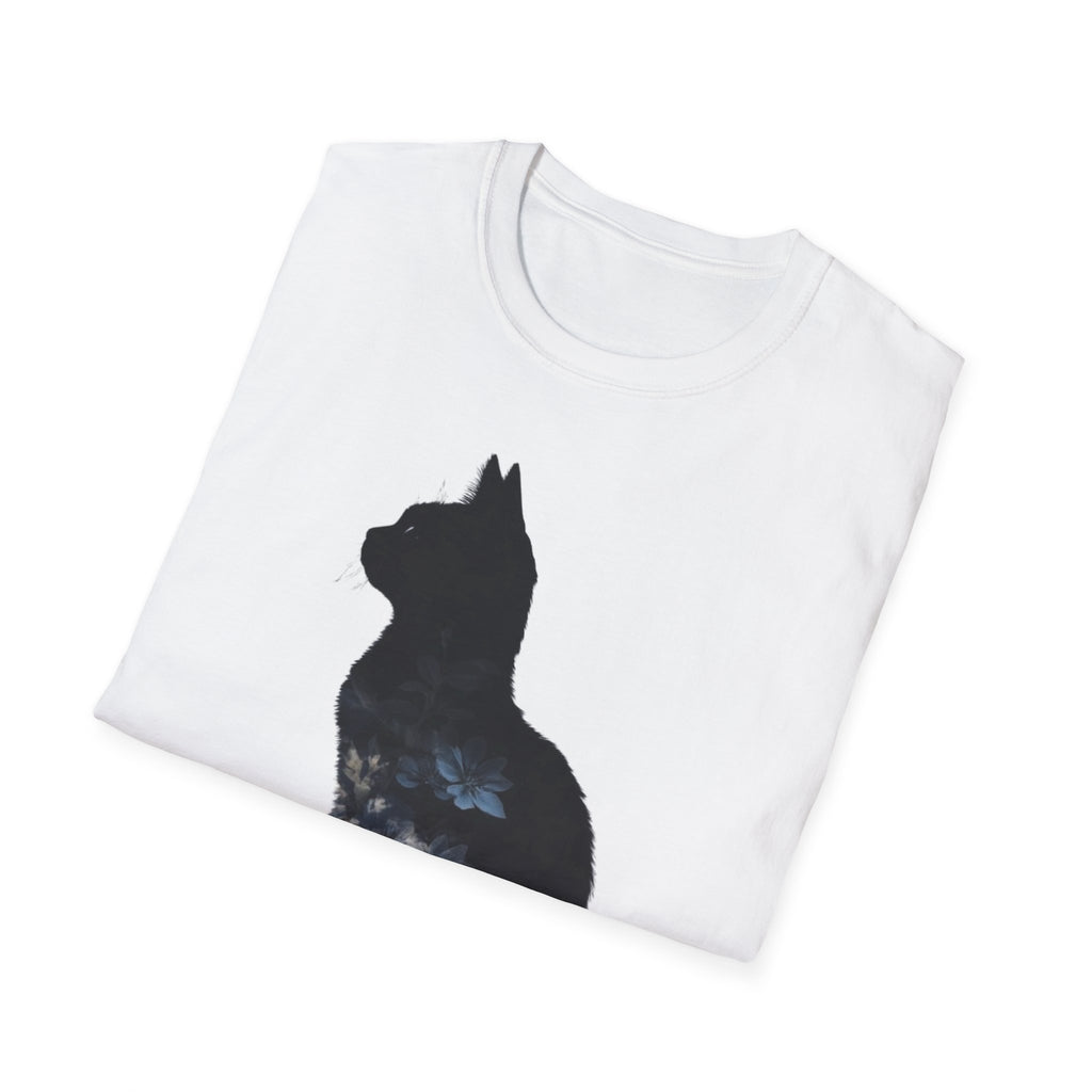 Galaxy Cat T-Shirt — Night Sky Silhouette Tee for Cat Lovers
