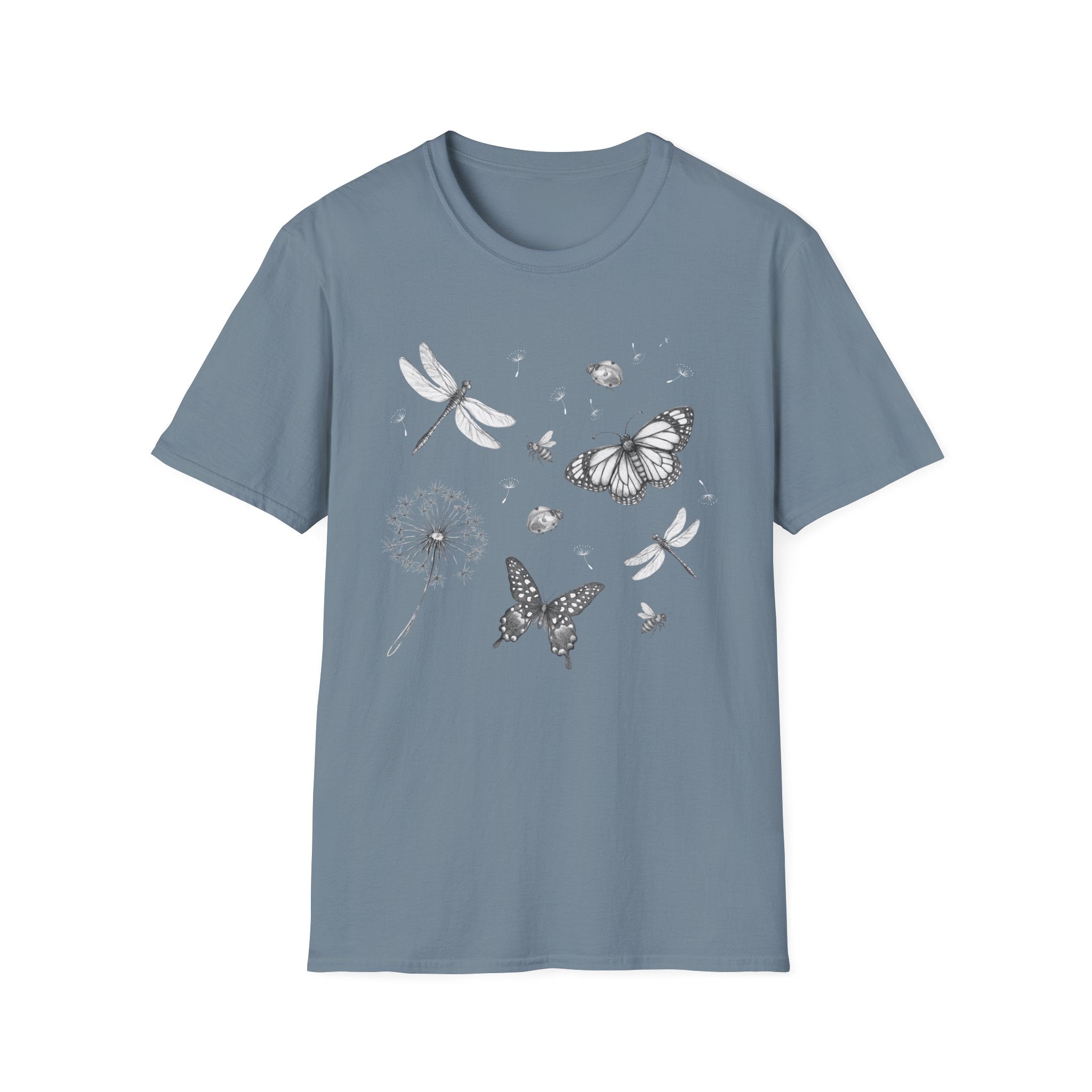Butterfly & Dandelion Tee — Delicate Botanical Nature T-Shirt