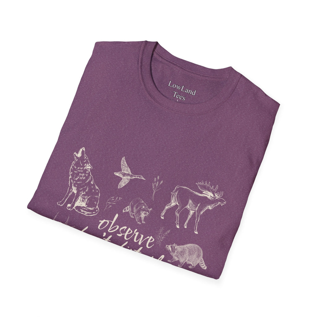 Observe Don’t Disturb T-Shirt — Vintage Sketch Wildlife Field Guide Tee