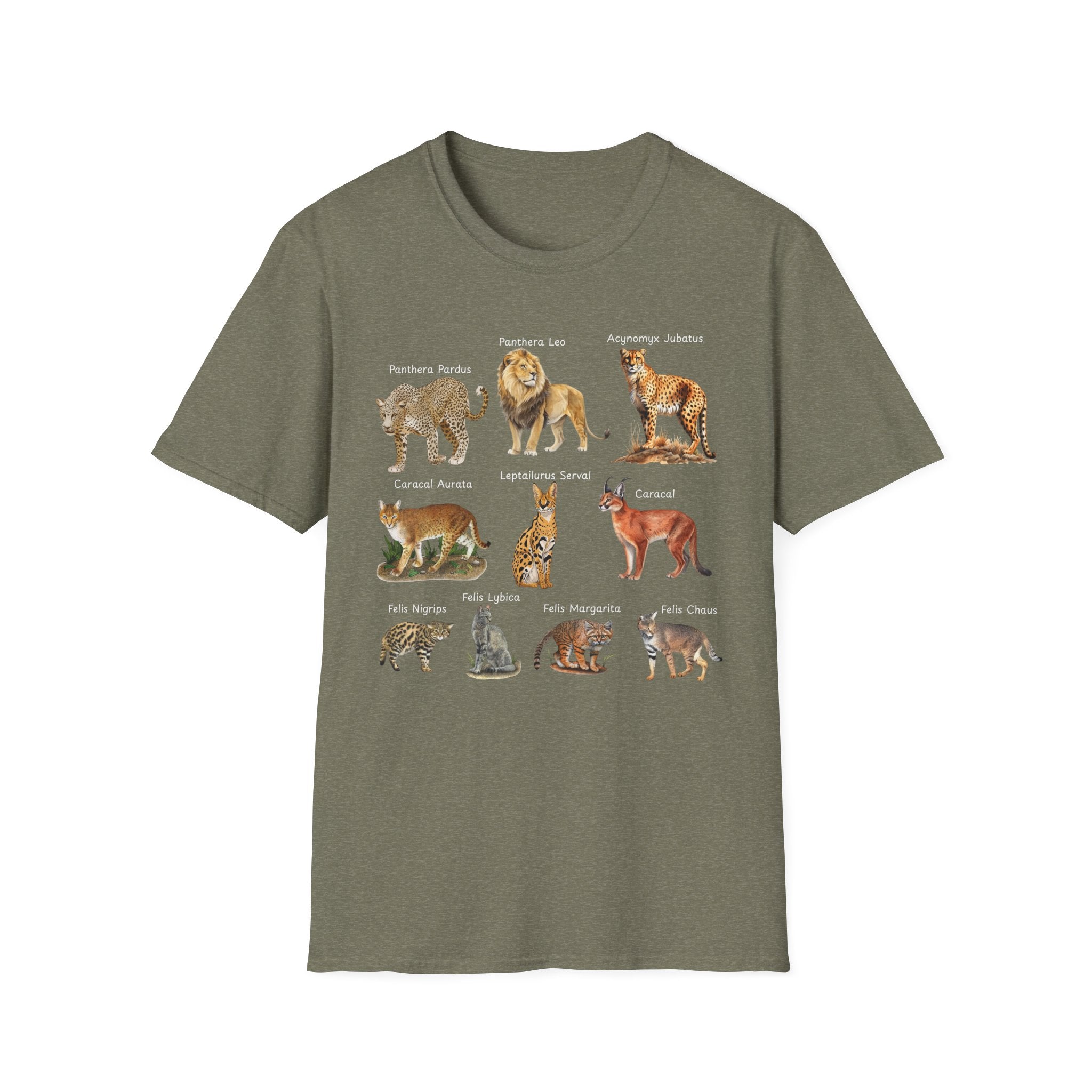 Big Cats Chart T-Shirt — Vintage Illustrated Wild Cat Identification Tee