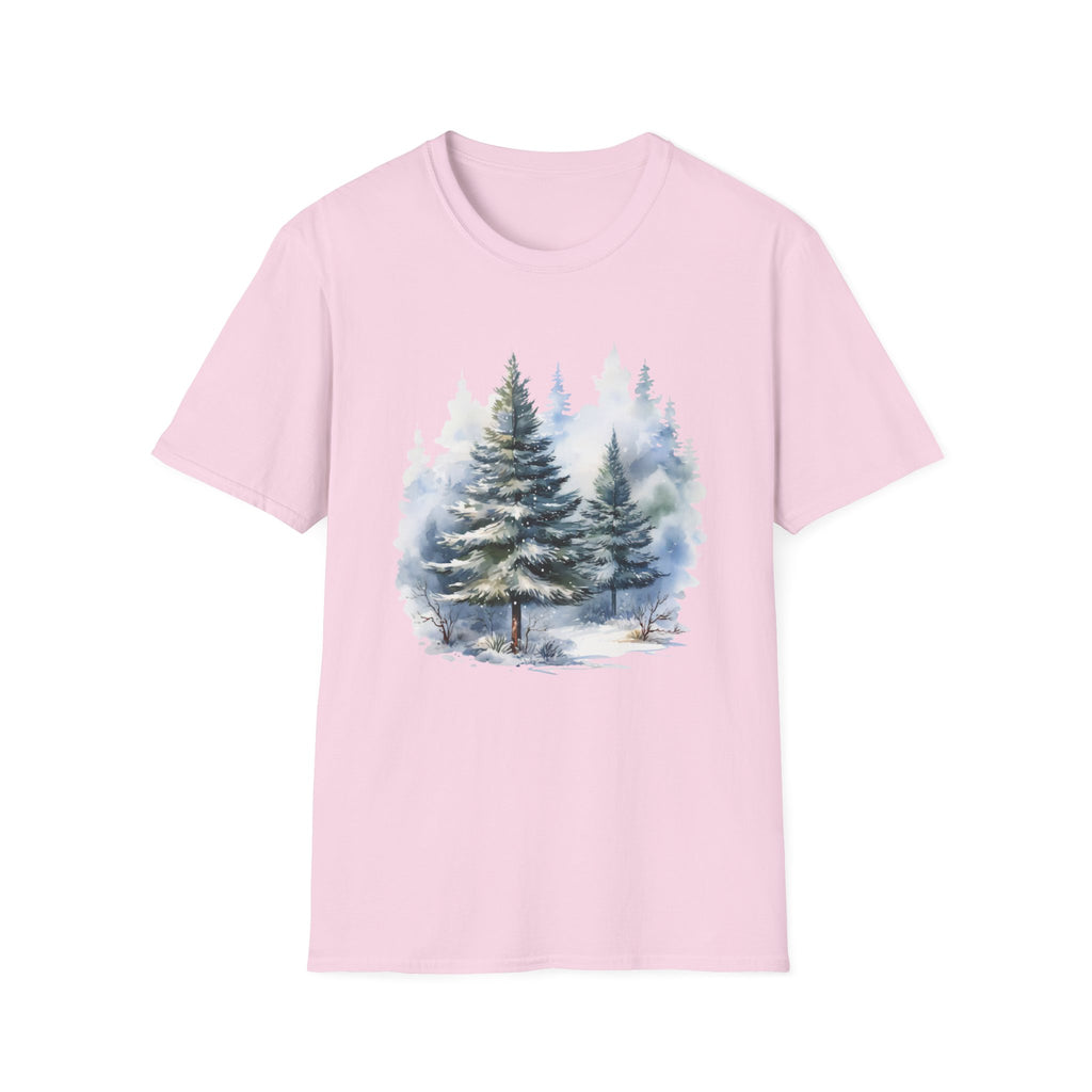Winter Pine Trees T-Shirt — Watercolor Forest Holiday Tee
