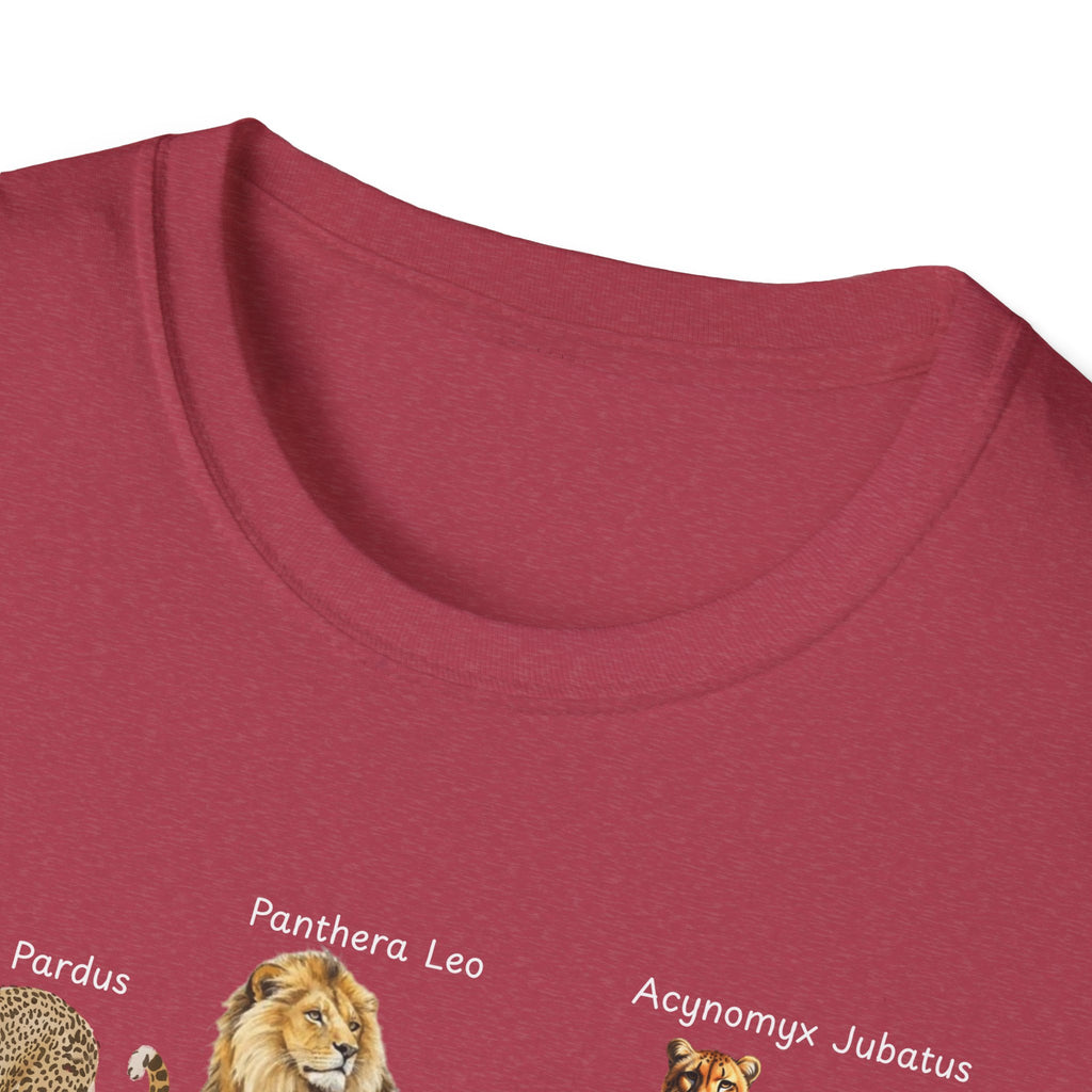 Big Cats Chart T-Shirt — Vintage Illustrated Wild Cat Identification Tee