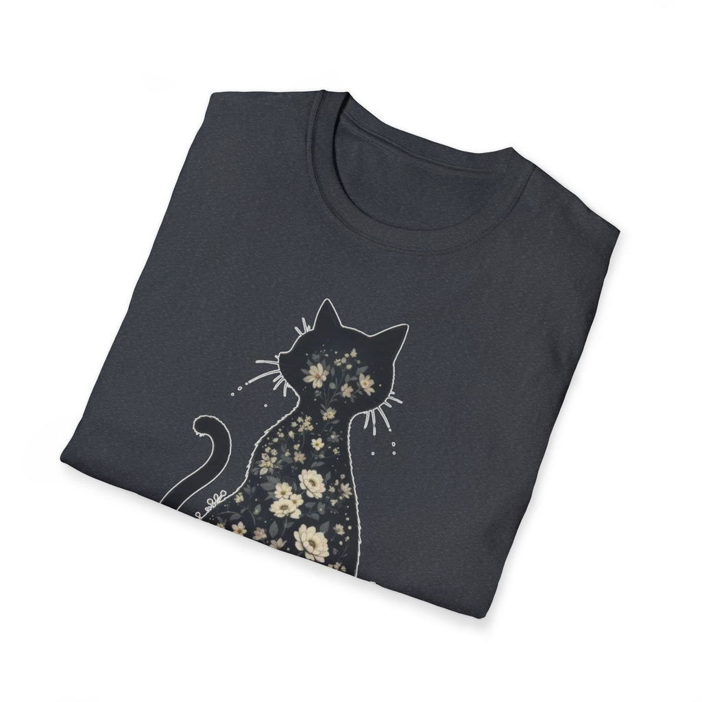 Floral Silhouette Cat T-Shirt