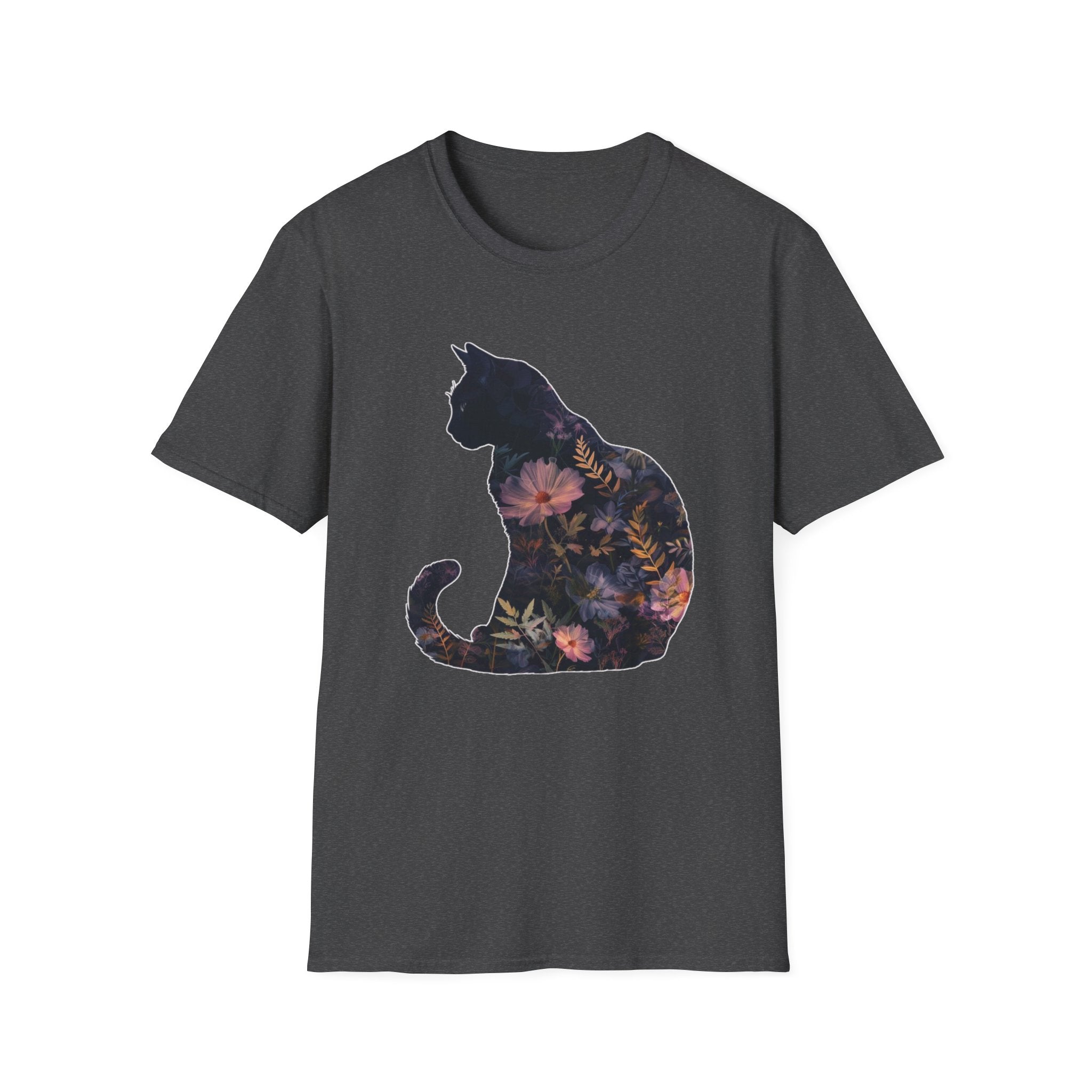 Floral Cat Silhouette T-Shirt