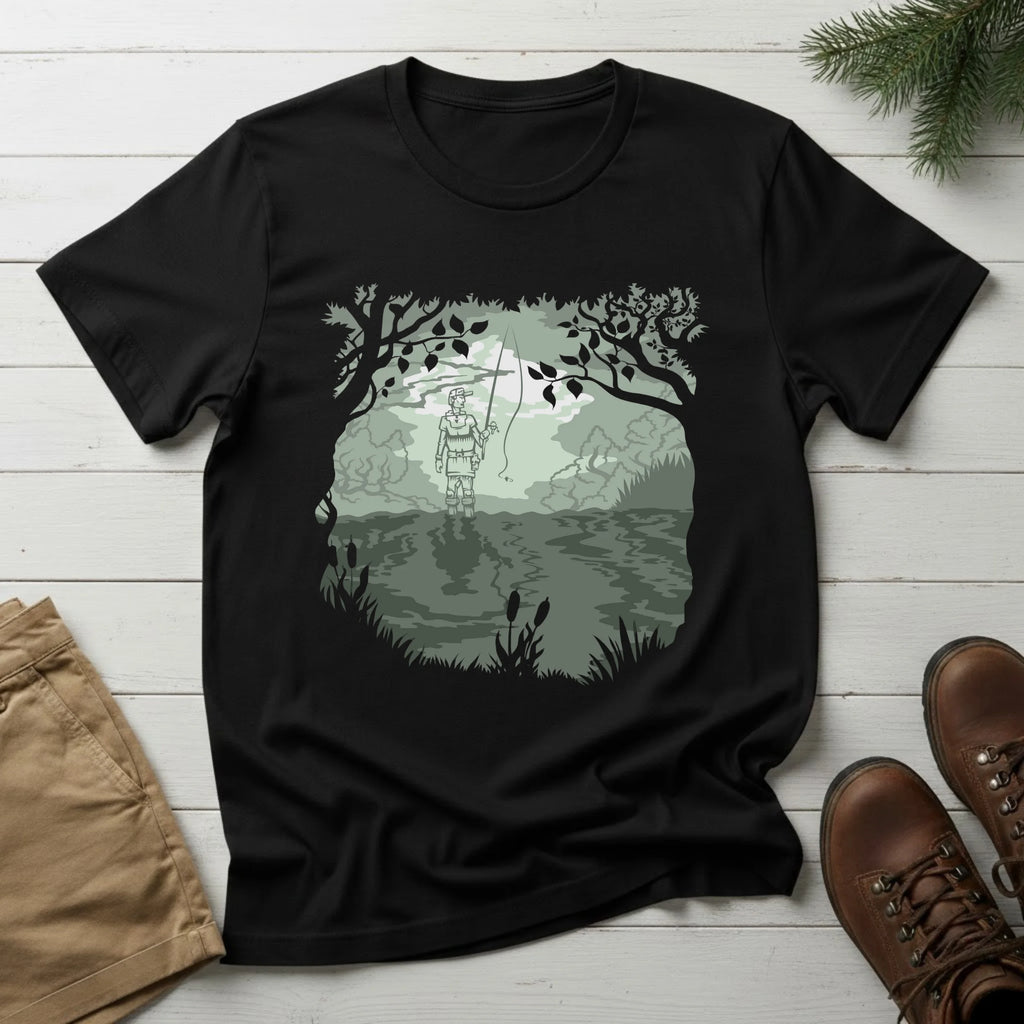 Forest Lantern T-Shirt — Moonlit Camping Scene