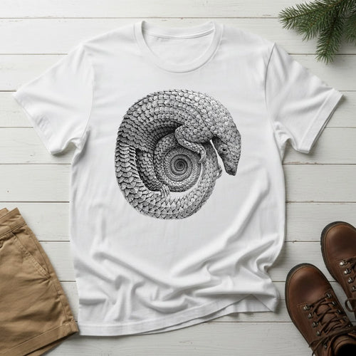 Armadillo Spiral Graphic T-Shirt — Vintage Nature Illustration Tee