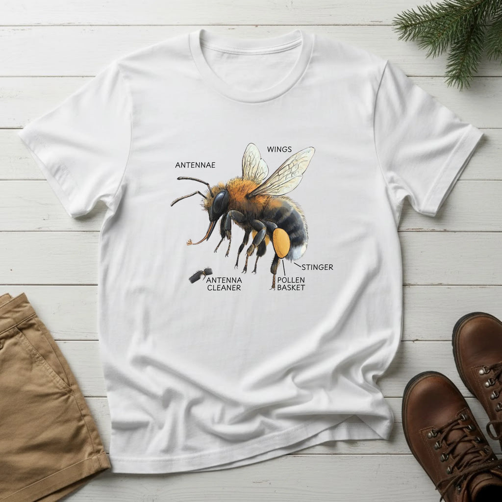 Bee Anatomy T-Shirt — Vintage Scientific Honey Bee Diagram Tee