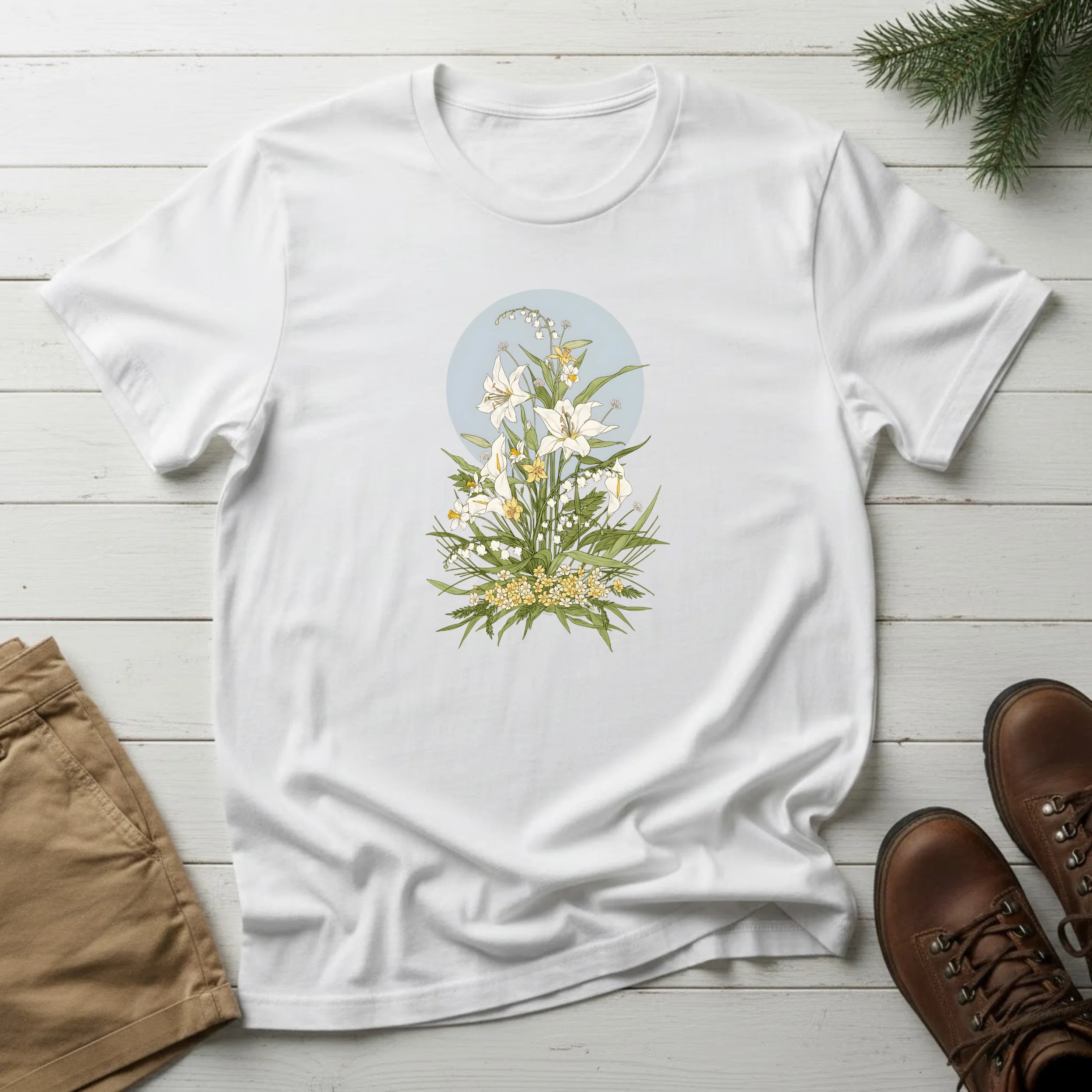 Floral Lily Bouquet T-Shirt — Vintage Botanical Graphic Tee