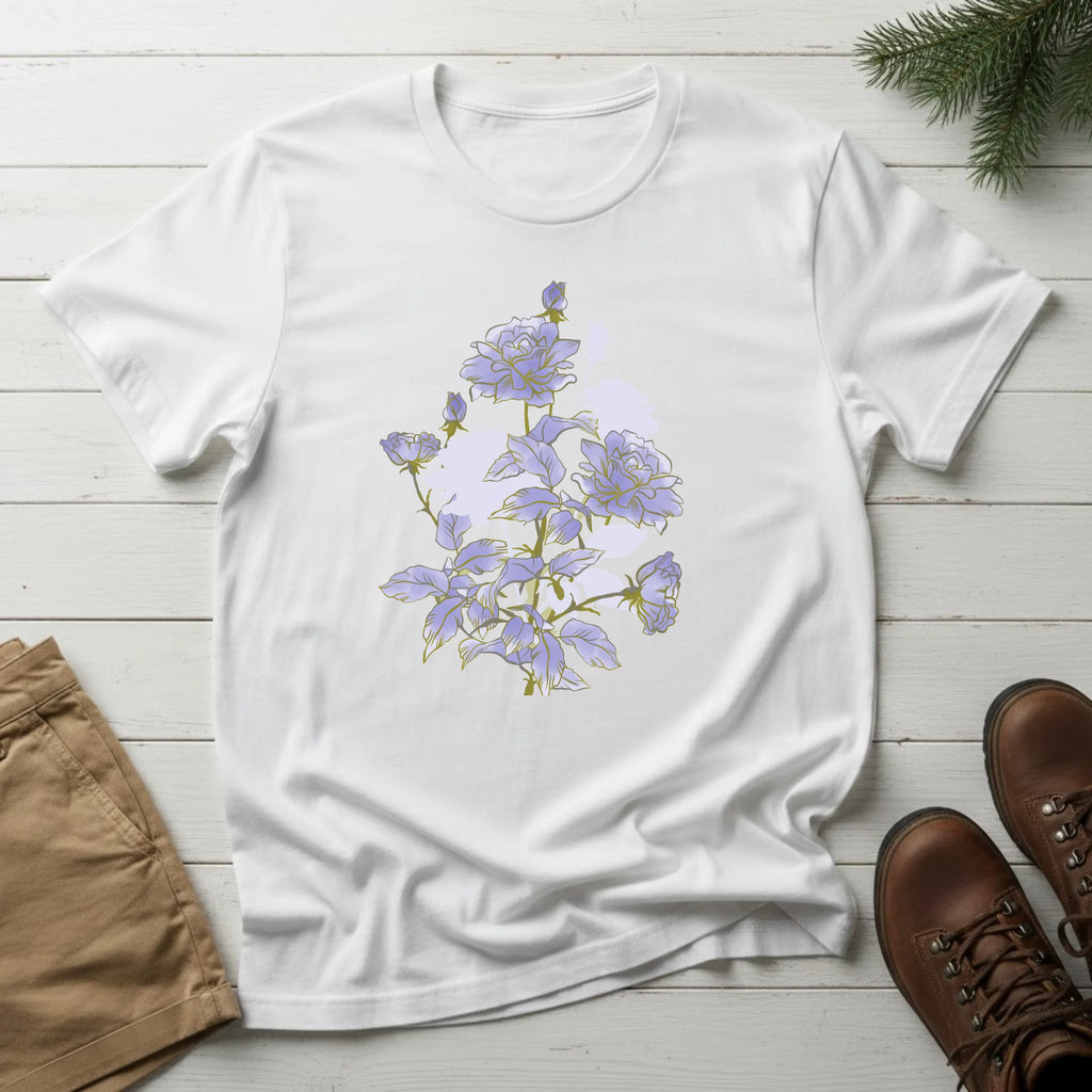 Floral Roses T-Shirt — Lavender Rose Garden Graphic Tee